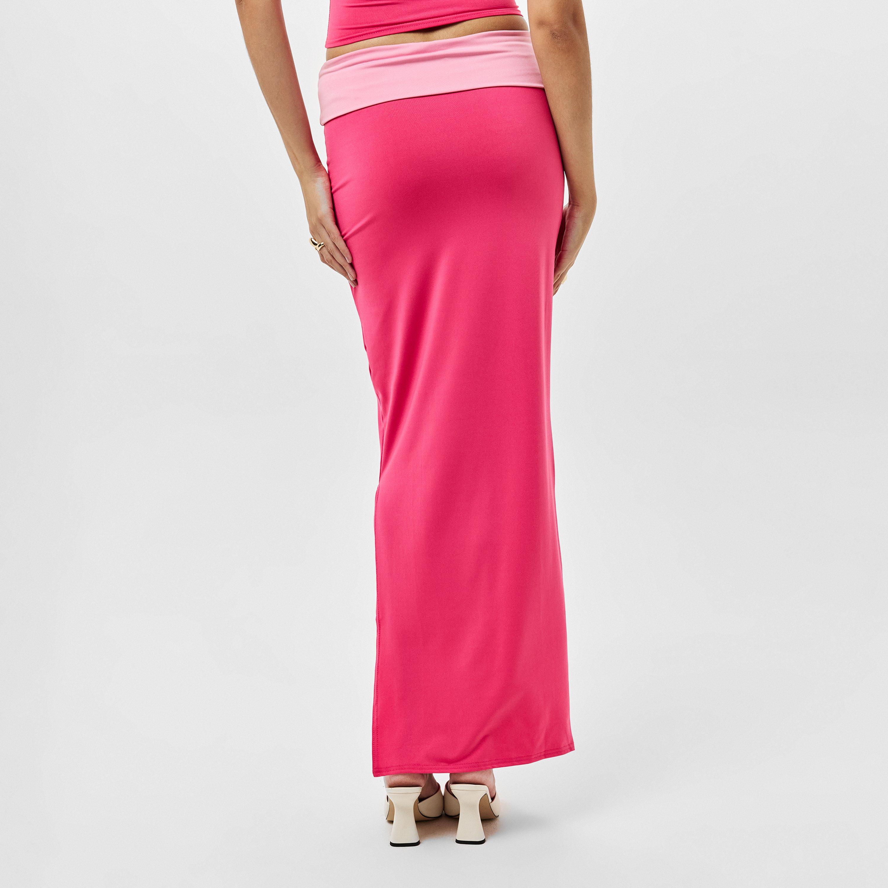 Rosa - Missy Empire - Contrast Fold Over Maxi Skirt - 4