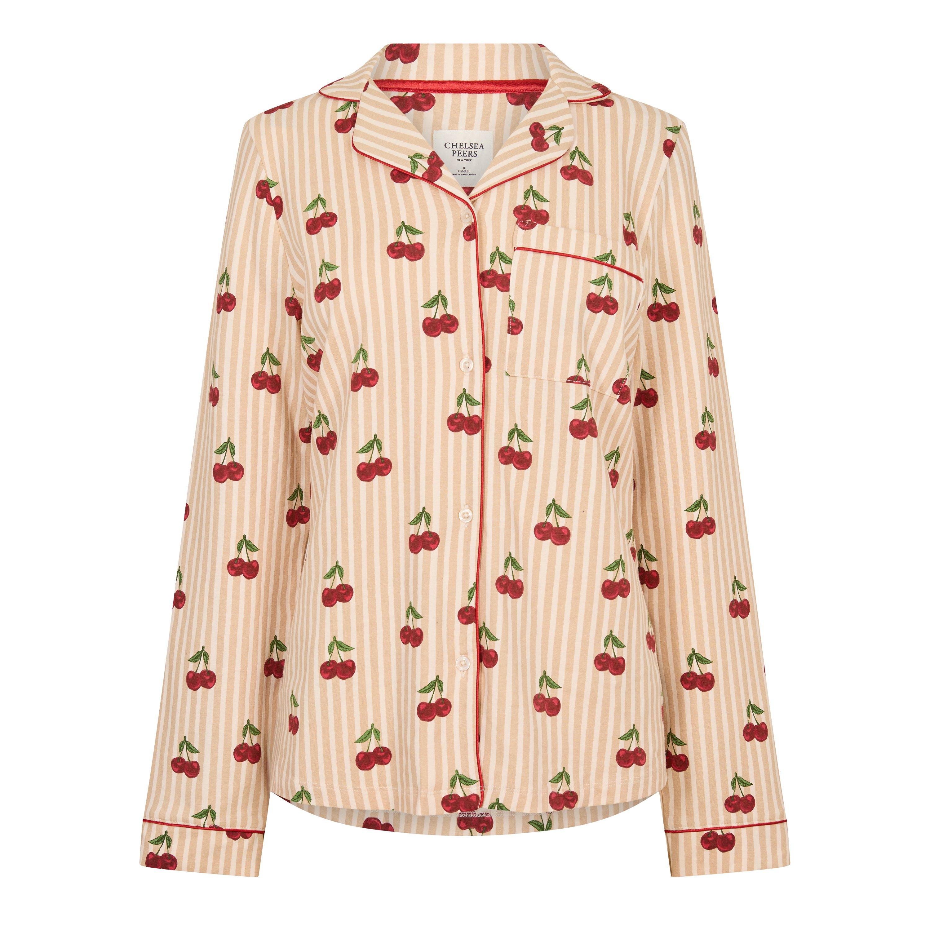 Cherry Stripes - Chelsea Peers - Women's Cotton Long Sleeve Pyjama Set - 3