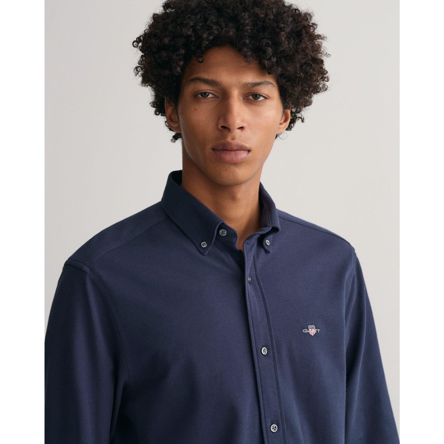 Navy - Gant - Regular-Fit Jersey Piqu¿ Shirt - 2