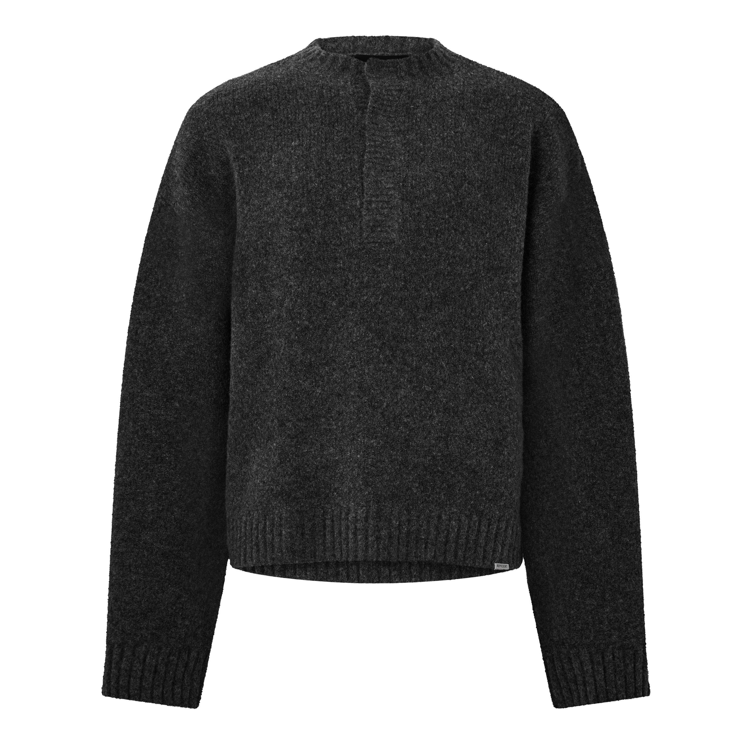 Dark Grey - Represent - Men's Ramone Oversized-Fit 1/4 Zip Knitted Top - 1