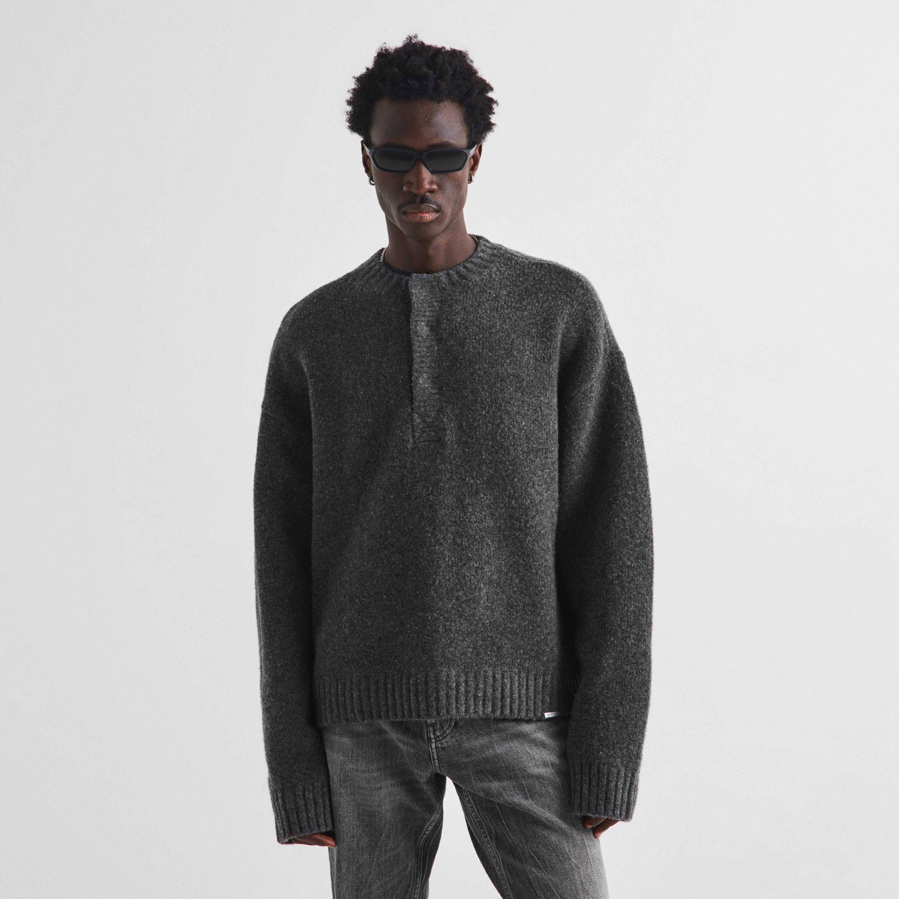 Dark Grey - Represent - Men's Ramone Oversized-Fit 1/4 Zip Knitted Top - 3