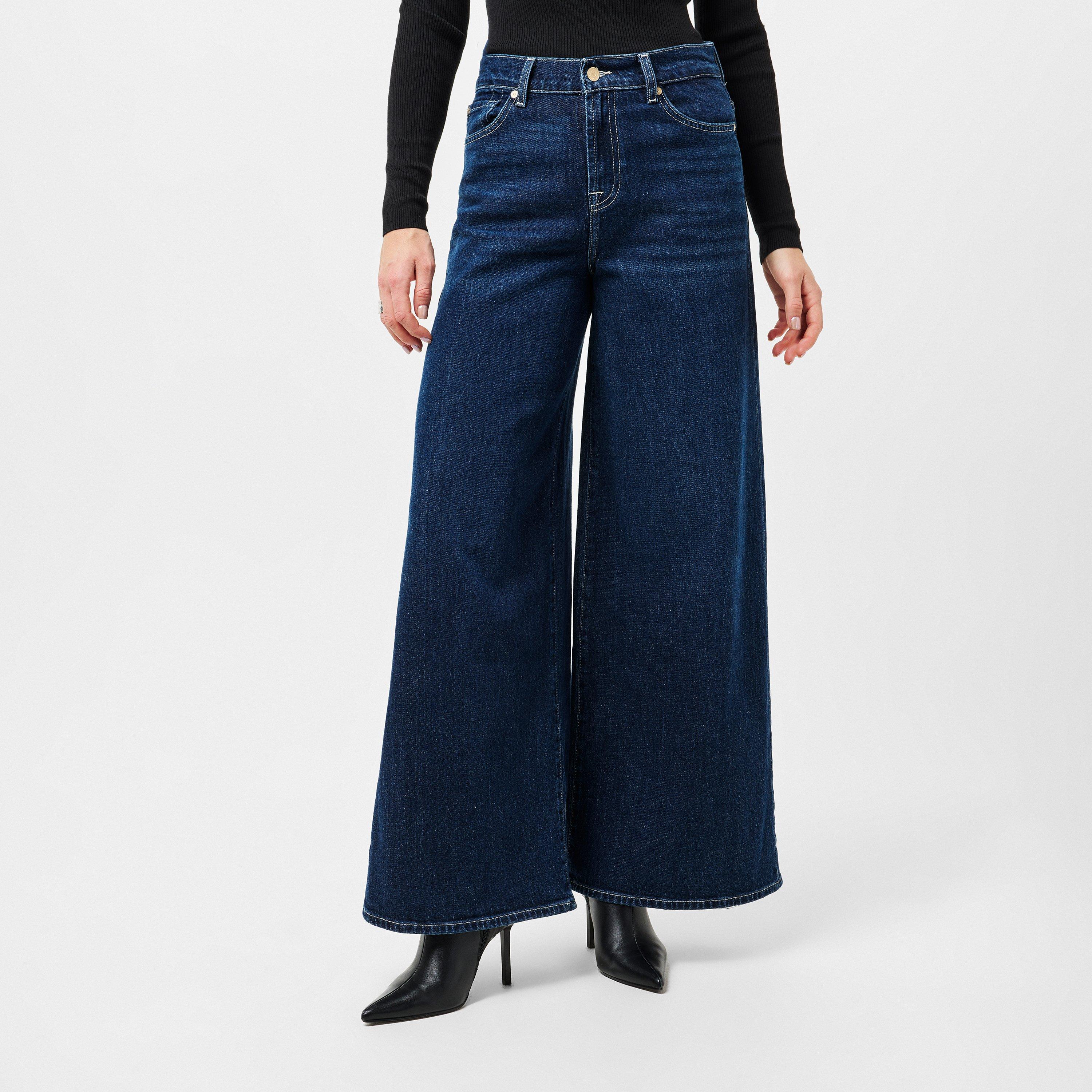 Dark Blue - 7 For All Mankind - Women's Marie Wide Leg Jeans - 3