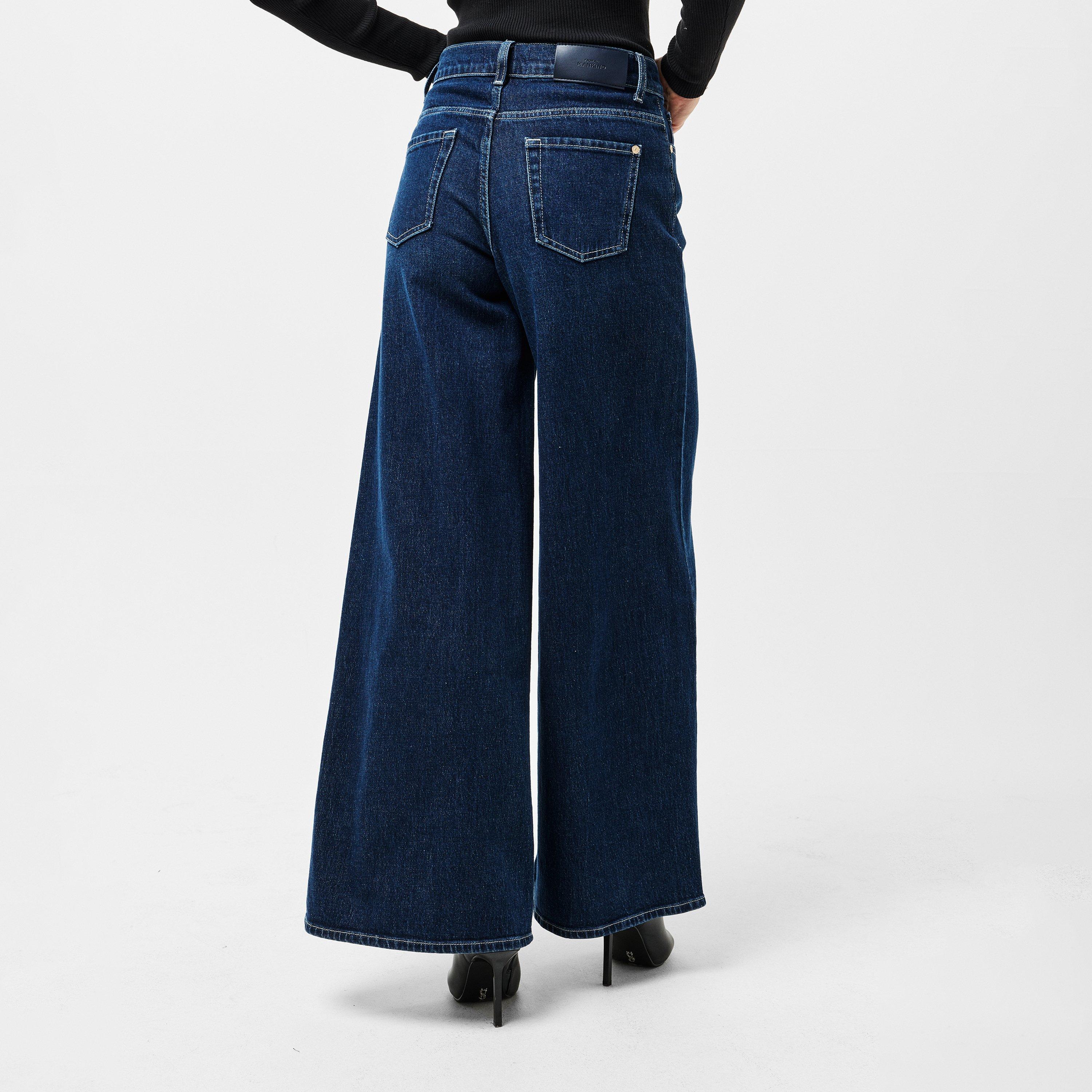 Dark Blue - 7 For All Mankind - Women's Marie Wide Leg Jeans - 4