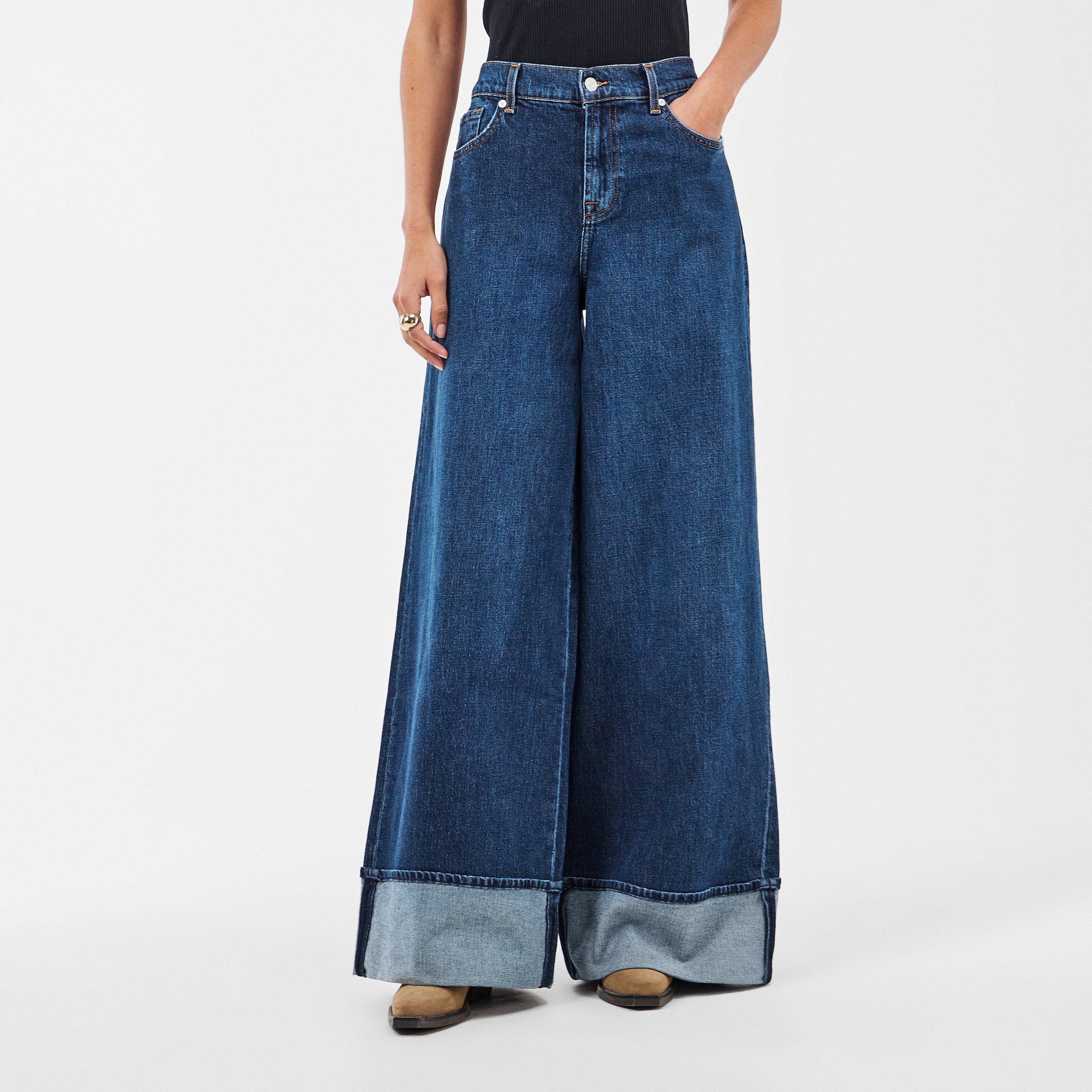 Mid Blue - 7 For All Mankind - Women's Marie Wide Leg Jeans - 3