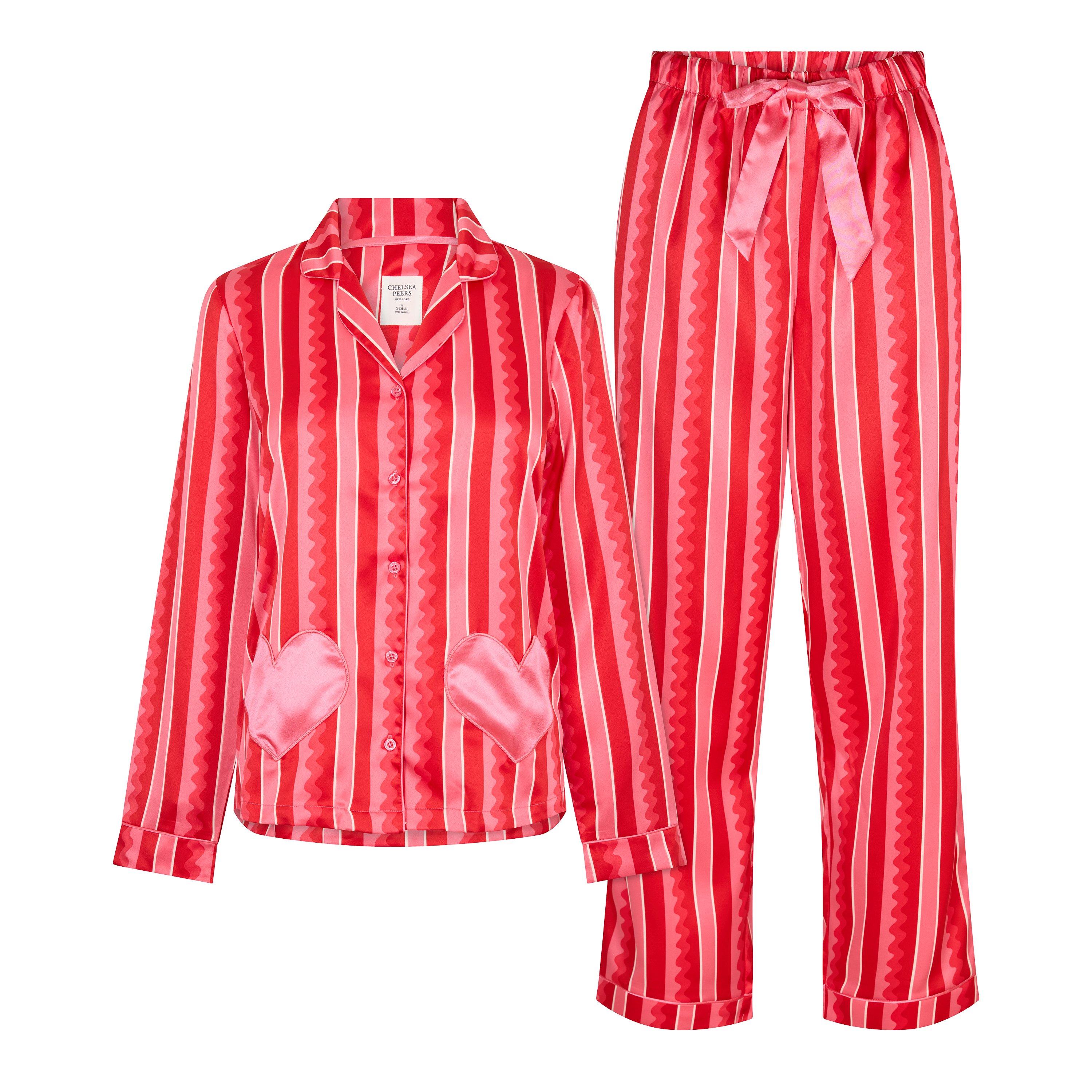 Chelsea Peers Women's Satin Long Sleeve Pyjama Sets - Pink Wiggle