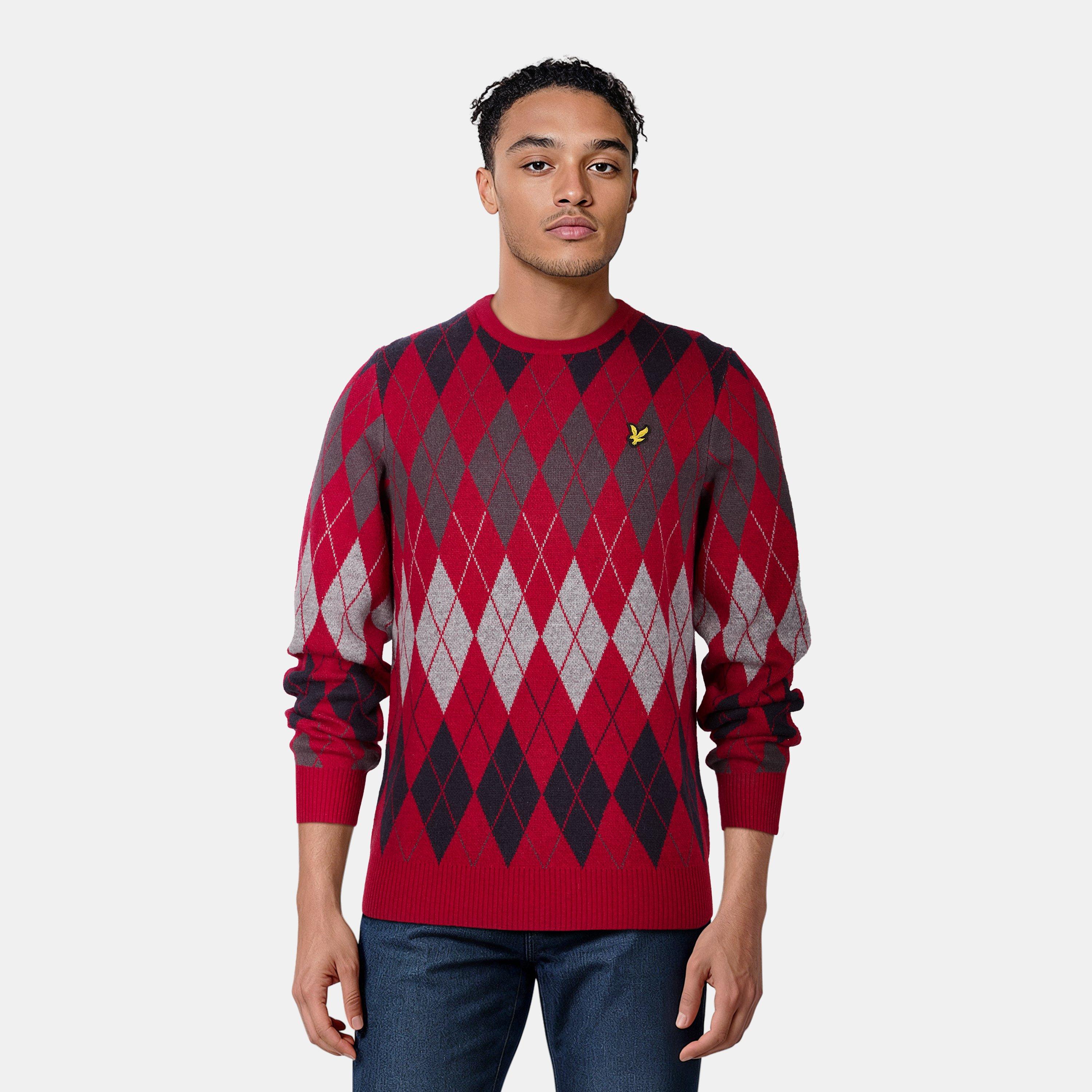 Lyle and Scott Argyle Crew Neck Jumper | FRASERS