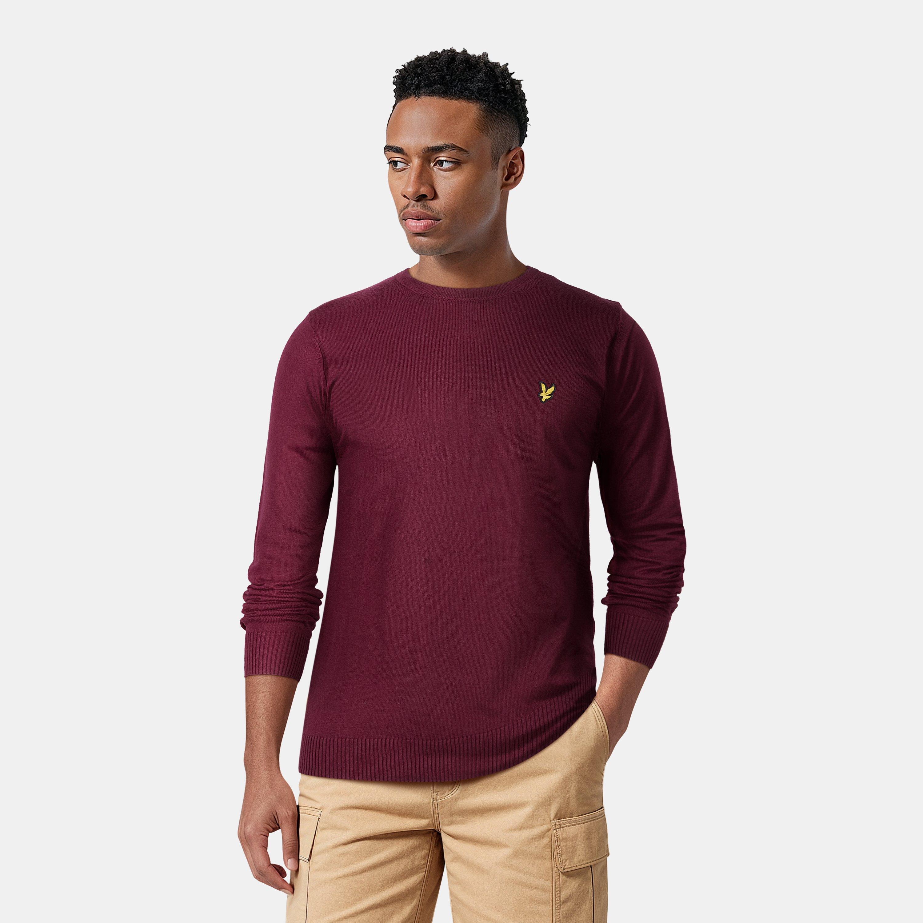 Burgundy Z562 - Lyle and Scott - Merino Crew Knit Sweater - 2