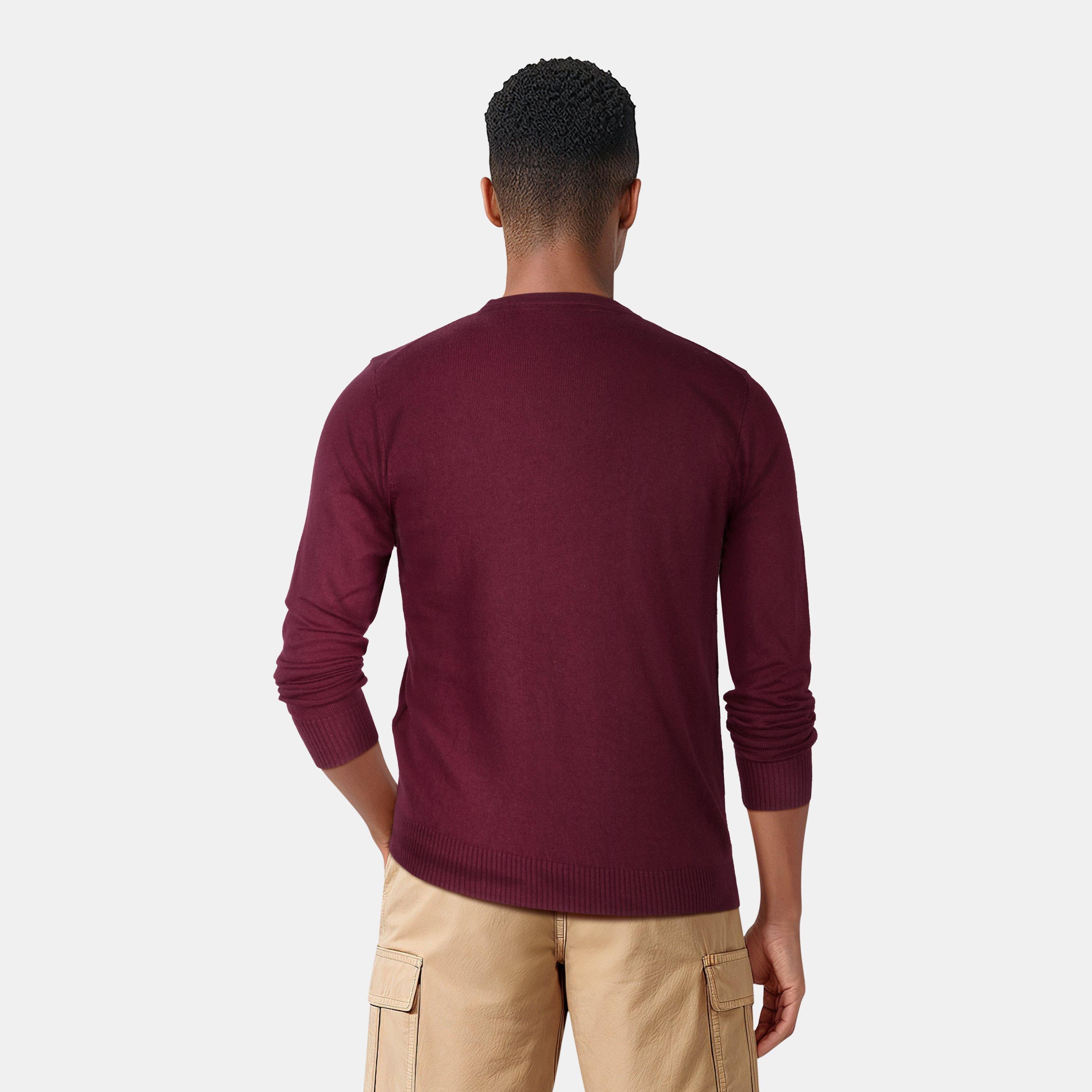 Burgundy Z562 - Lyle and Scott - Merino Crew Knit Sweater - 3