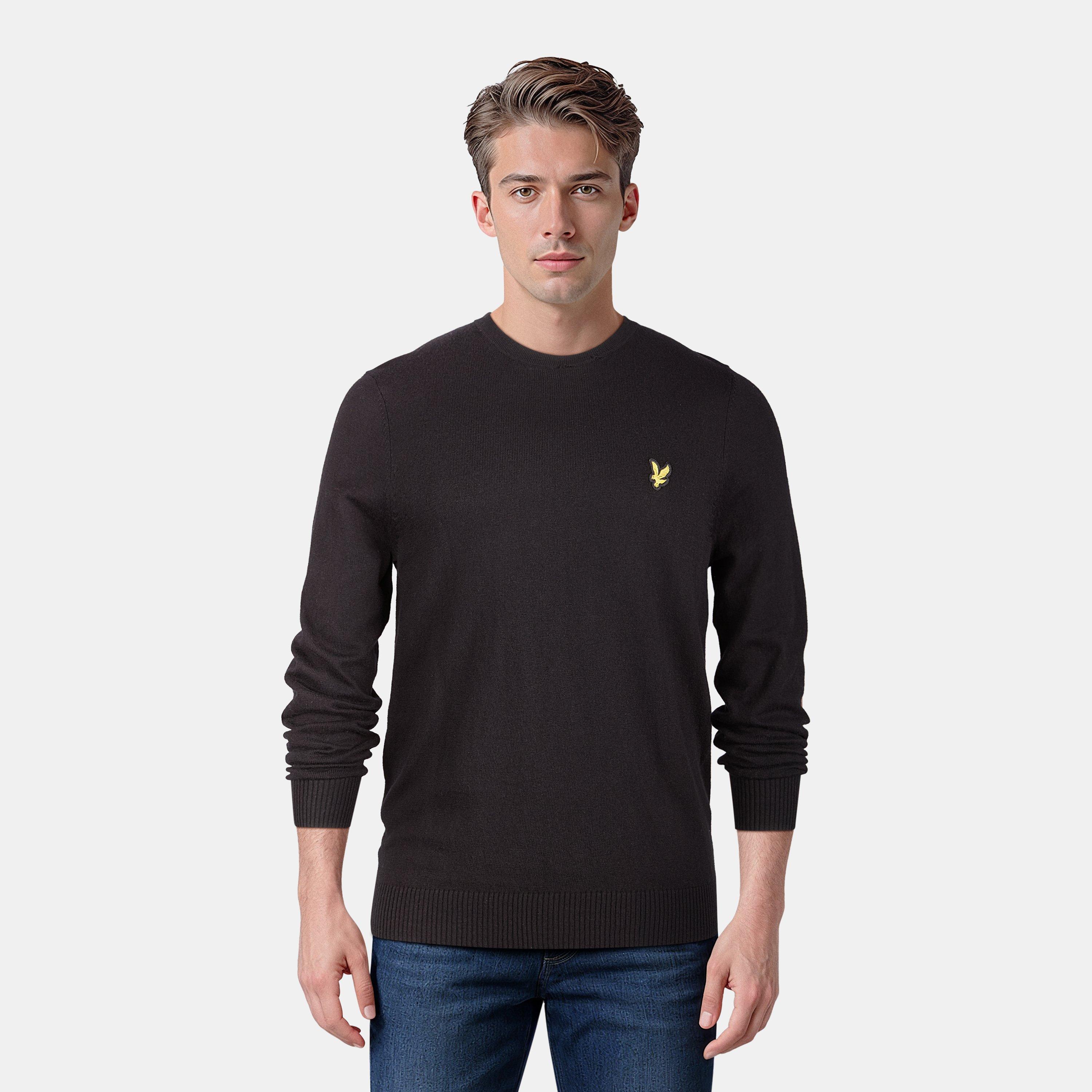 Jet Black Z865 - Lyle and Scott - Merino Crew Knit Sweater - 3