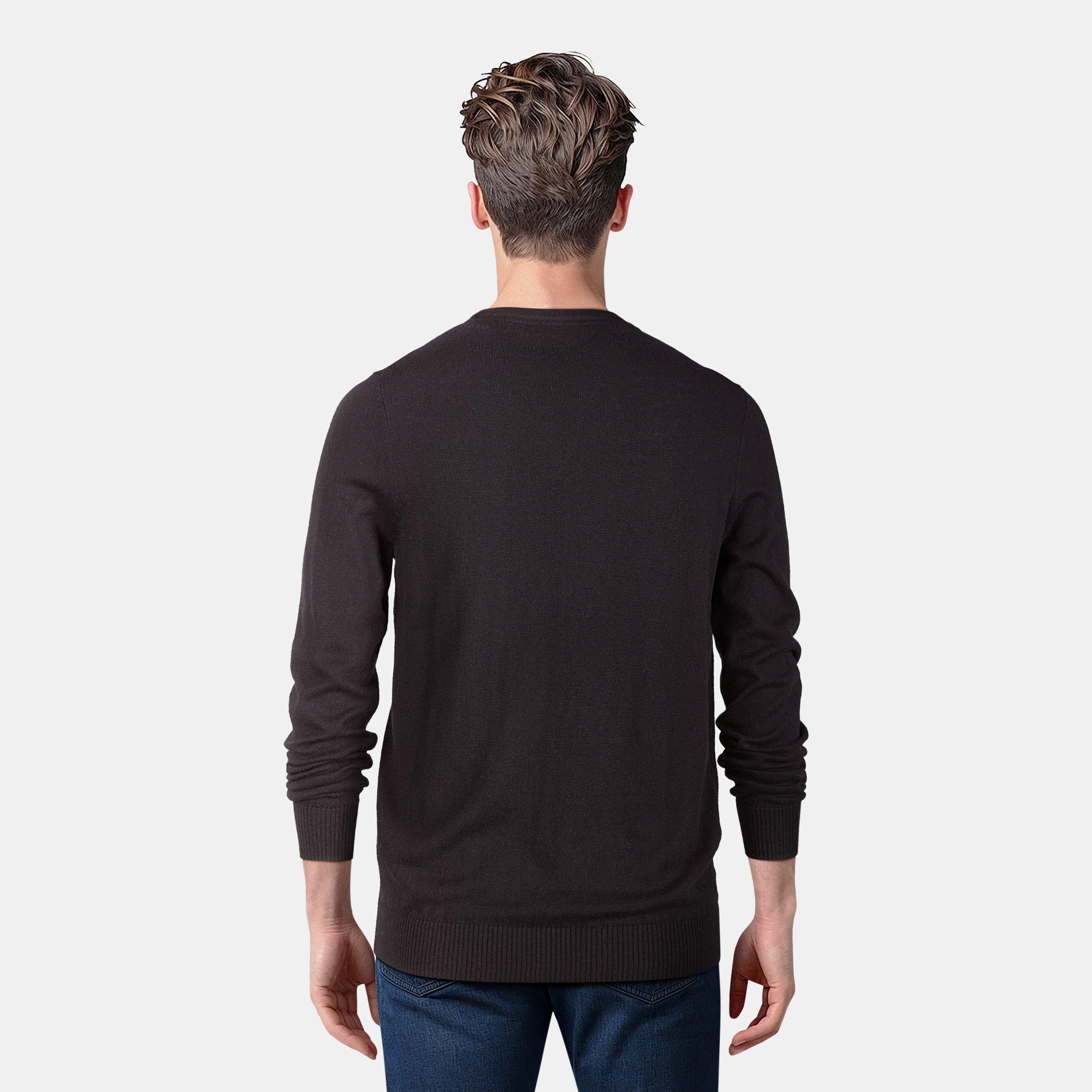 Jet Black Z865 - Lyle and Scott - Merino Crew Knit Sweater - 4