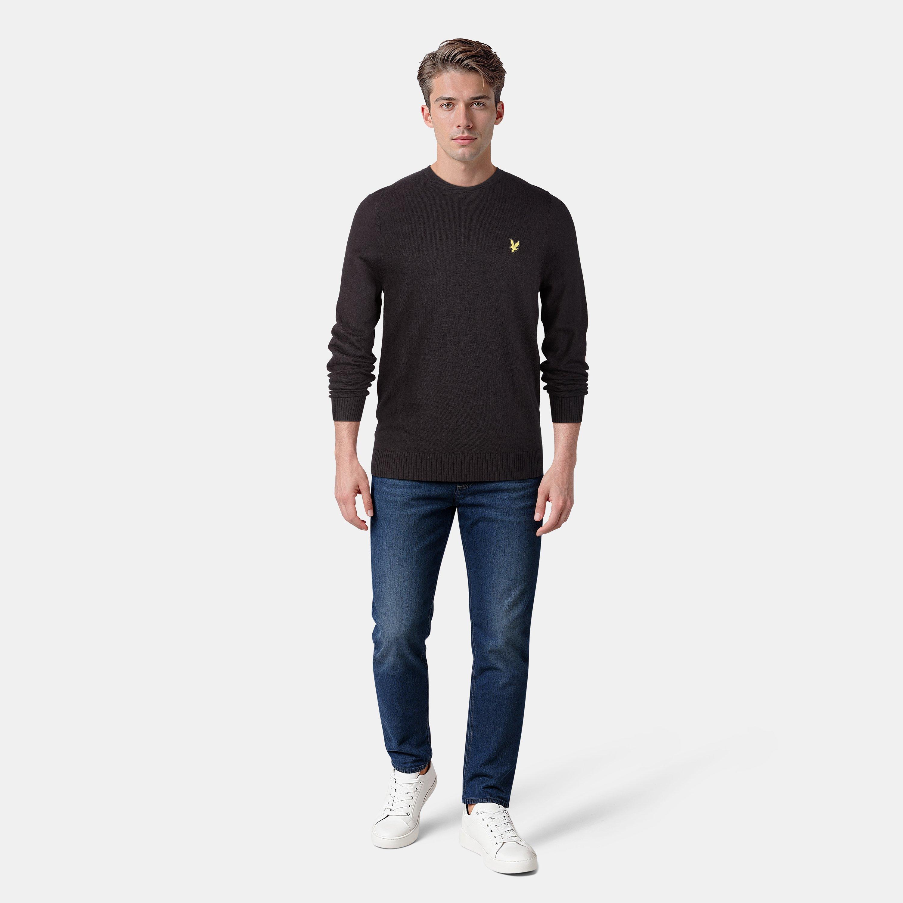 Jet Black Z865 - Lyle and Scott - Merino Crew Knit Sweater - 6