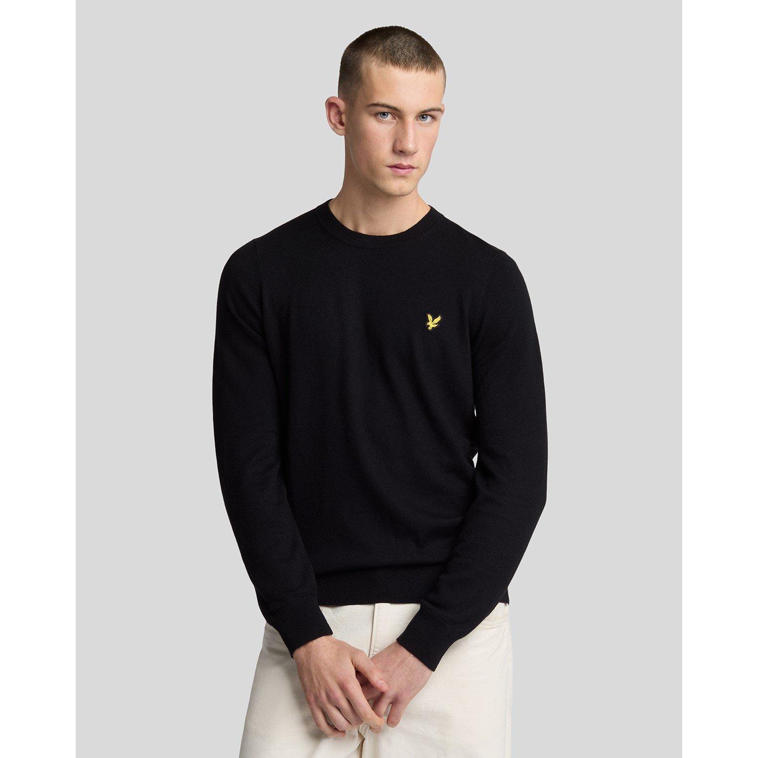 Jet Black Z865 - Lyle and Scott - Merino Crew Knit Sweater - 2