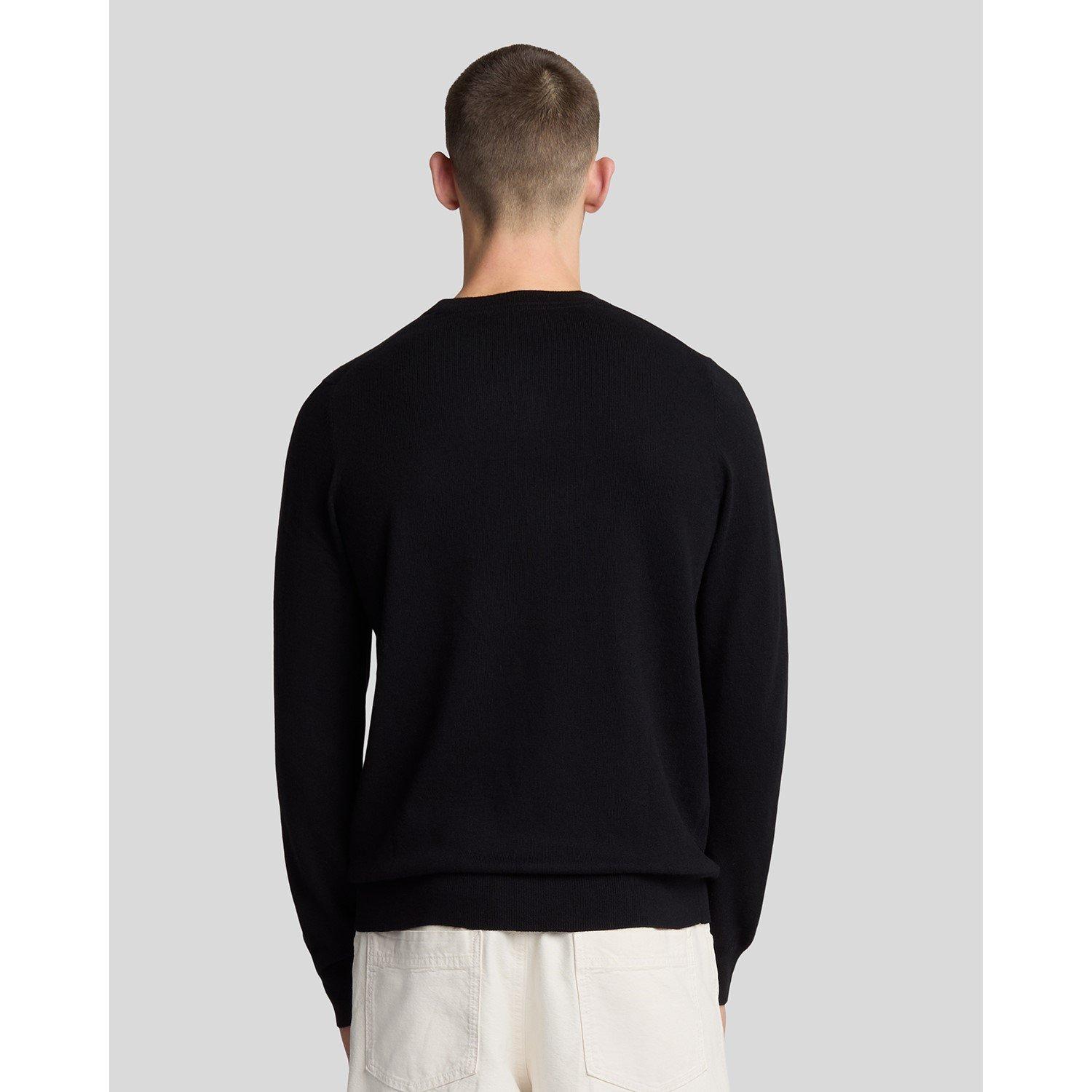 Jet Black Z865 - Lyle and Scott - Merino Crew Knit Sweater - 3