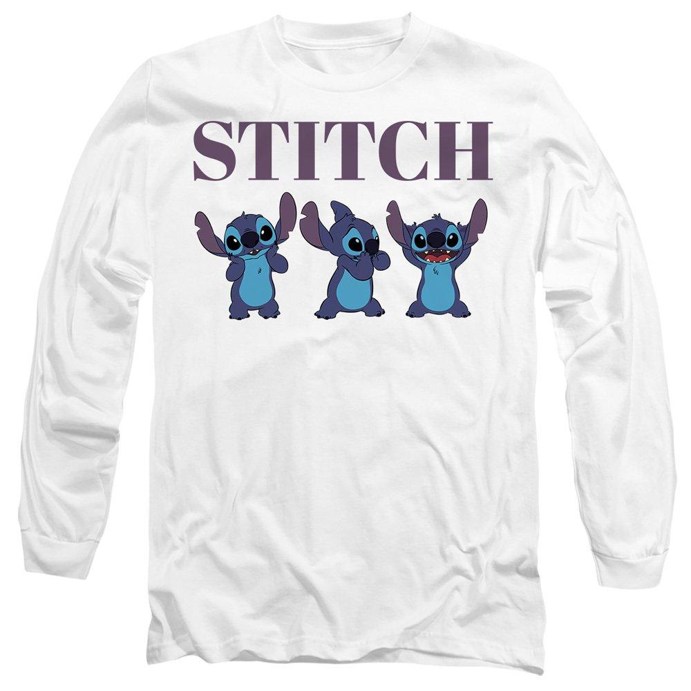 White - Disney - Lilo Stitch Stitch Poses Long Sleeve T-Shirt Whit - 1
