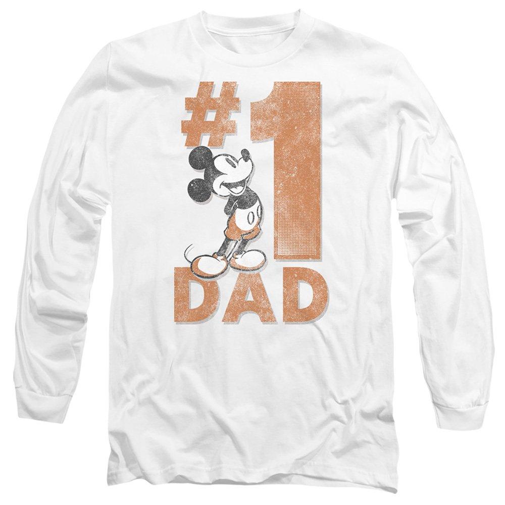 White - Disney - Mickey Mouse Number 1 Dad Long Sleeve T-Shirt Whi - 1