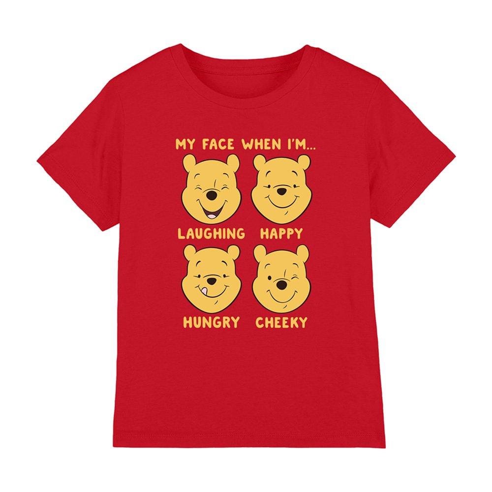Red - Disney - Winnie The Pooh Faces Kids T-Shirt Red - 1