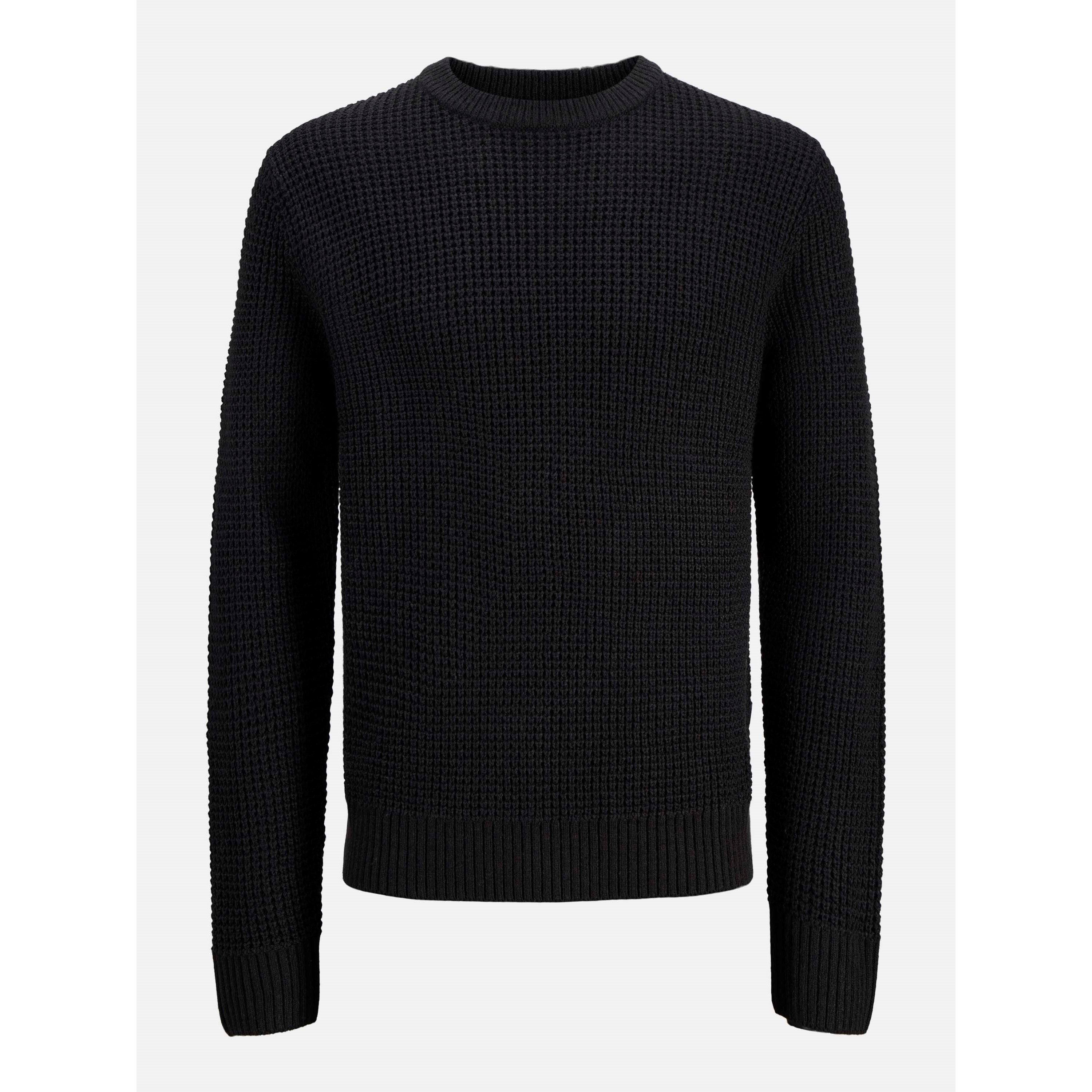 Jack And Jones Men's Knitted Crew Neck Jumper - Black - 2XL