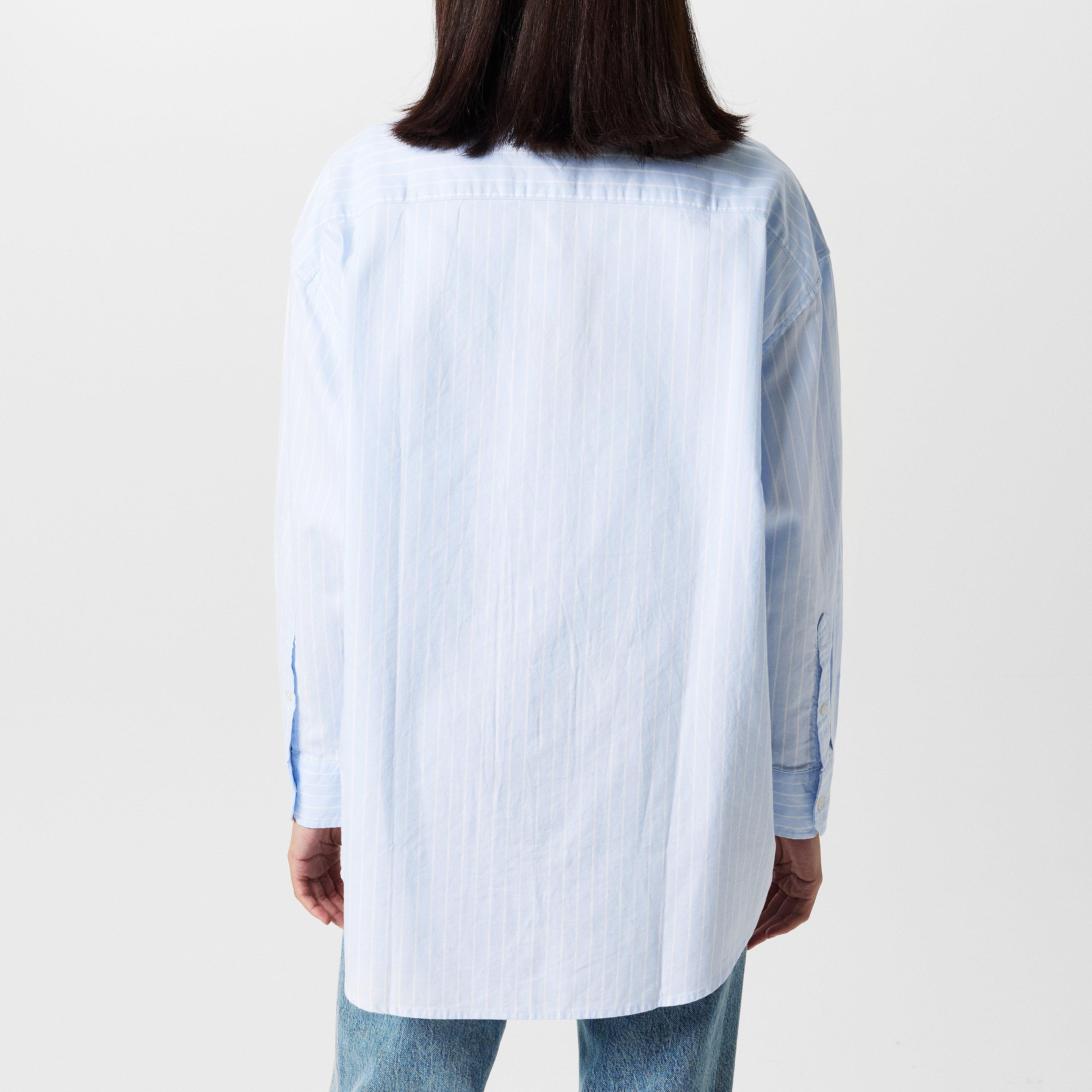 Sw Blue/Stripe - Tommy Jeans - Women's Oxford Long-Sleeve Plain Shirt - 4