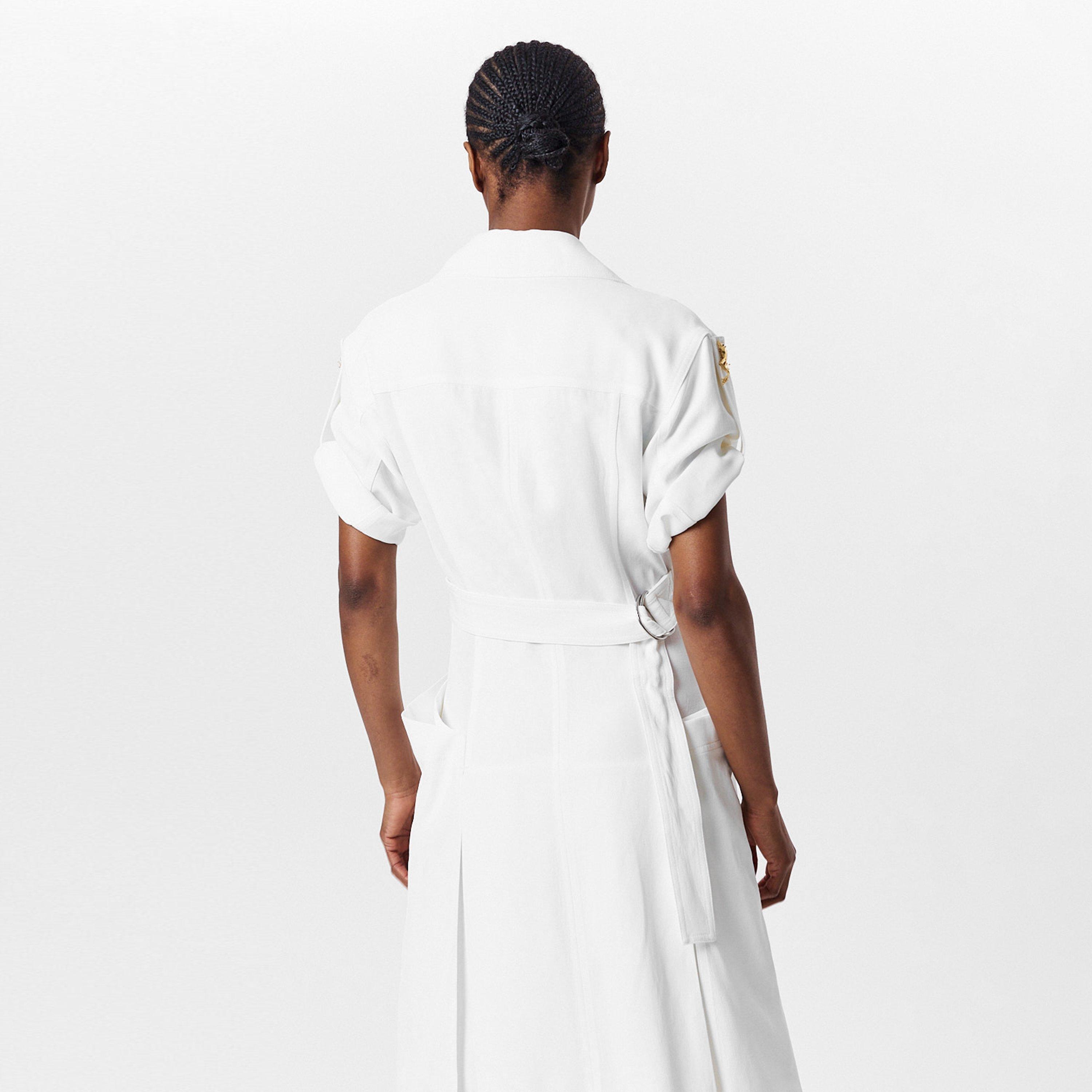 Chalk - Bottega Veneta - Women's Linen A-Line Dress - 4