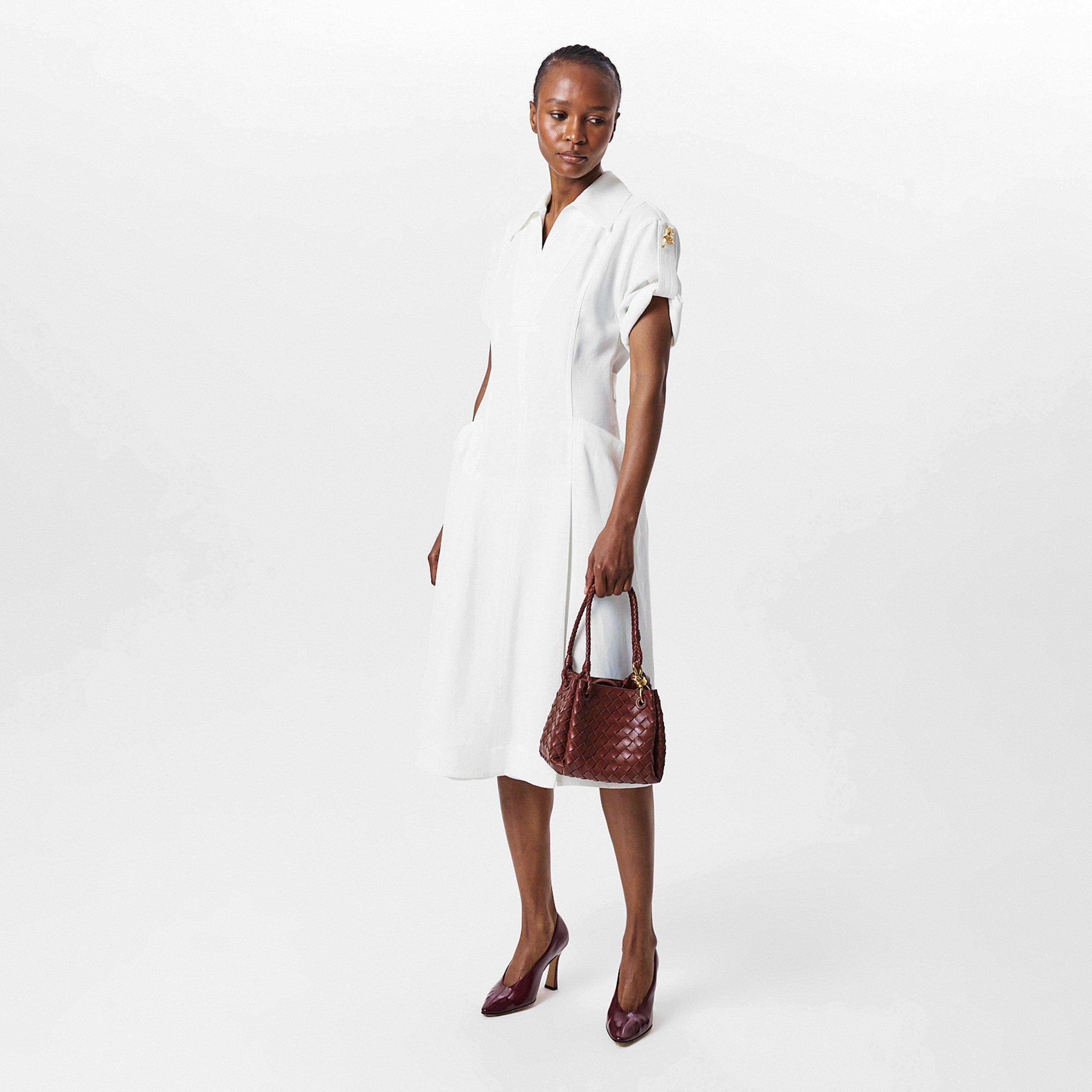 Chalk - Bottega Veneta - Women's Linen A-Line Dress - 6