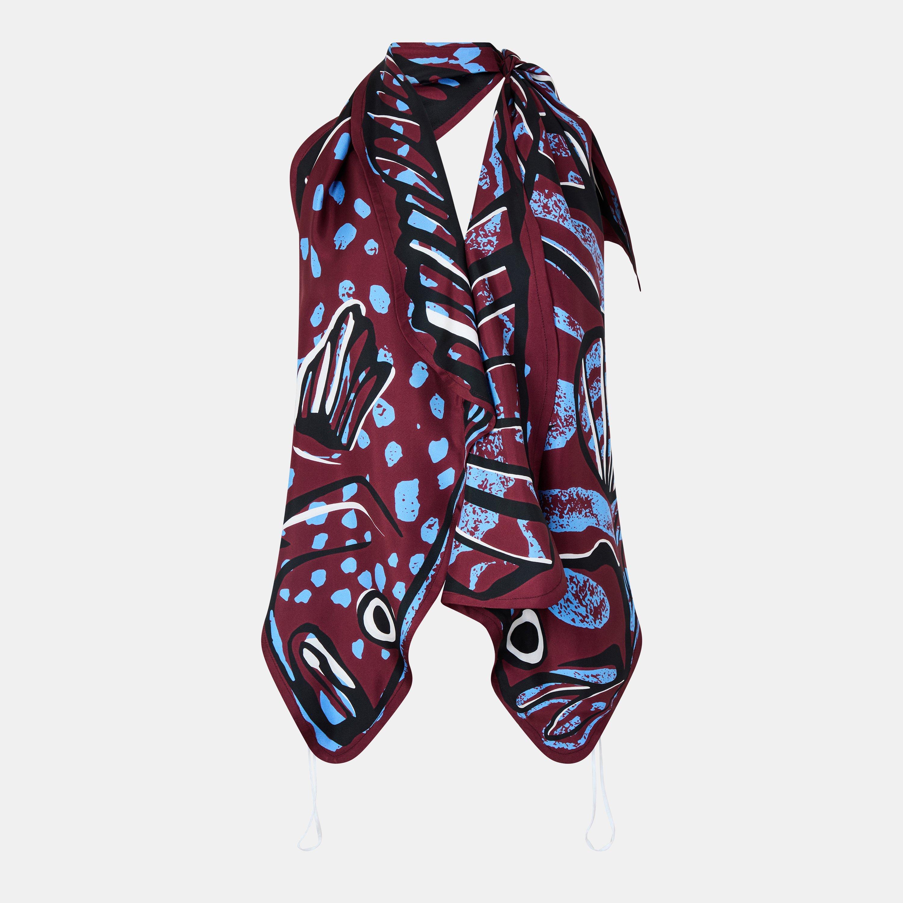 Bottega Veneta Women's Fish Silk Twill Cut Out Top - Cherry - Size 14 (40)