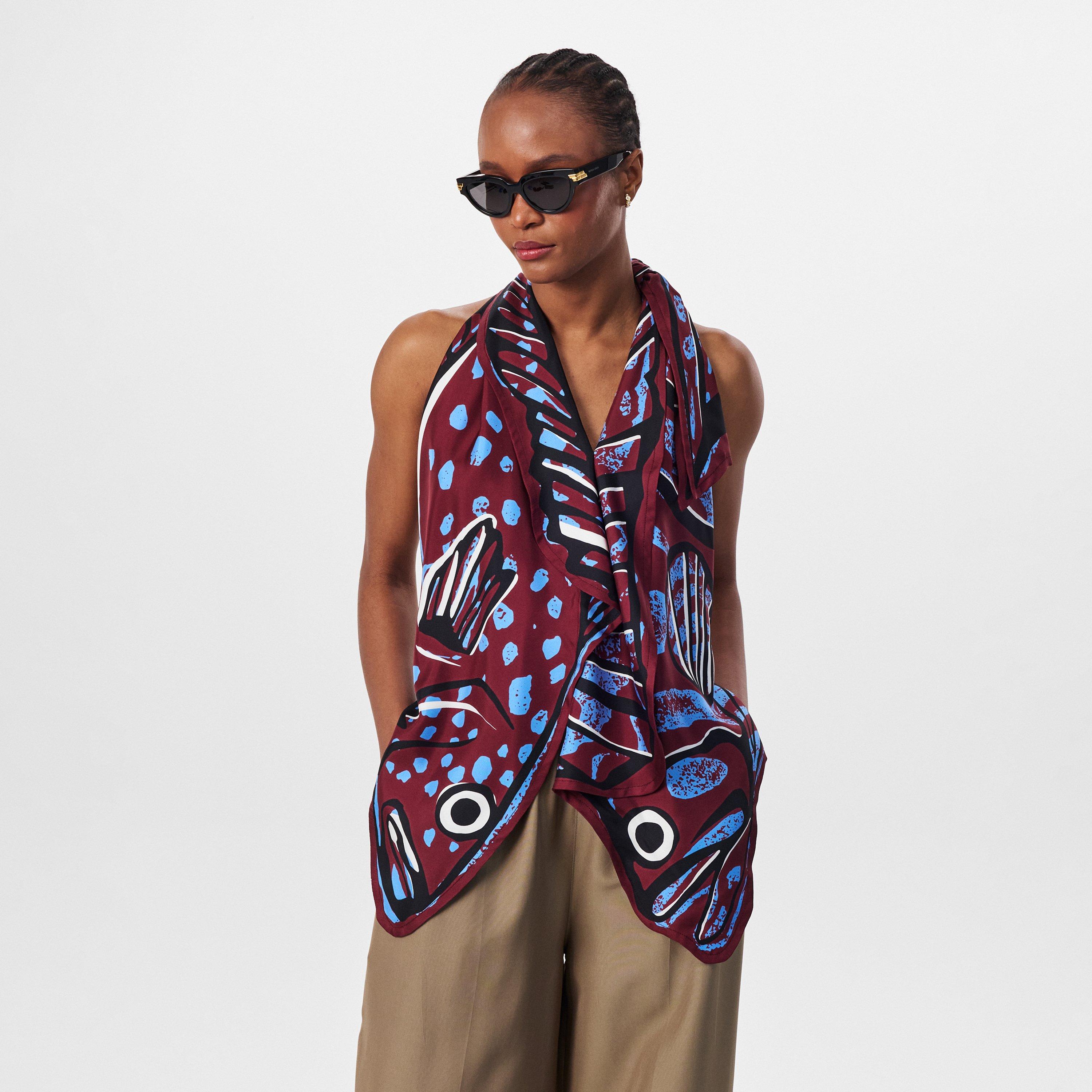 Cherry - Bottega Veneta - Women's Fish Silk Twill Cut Out Top - 3