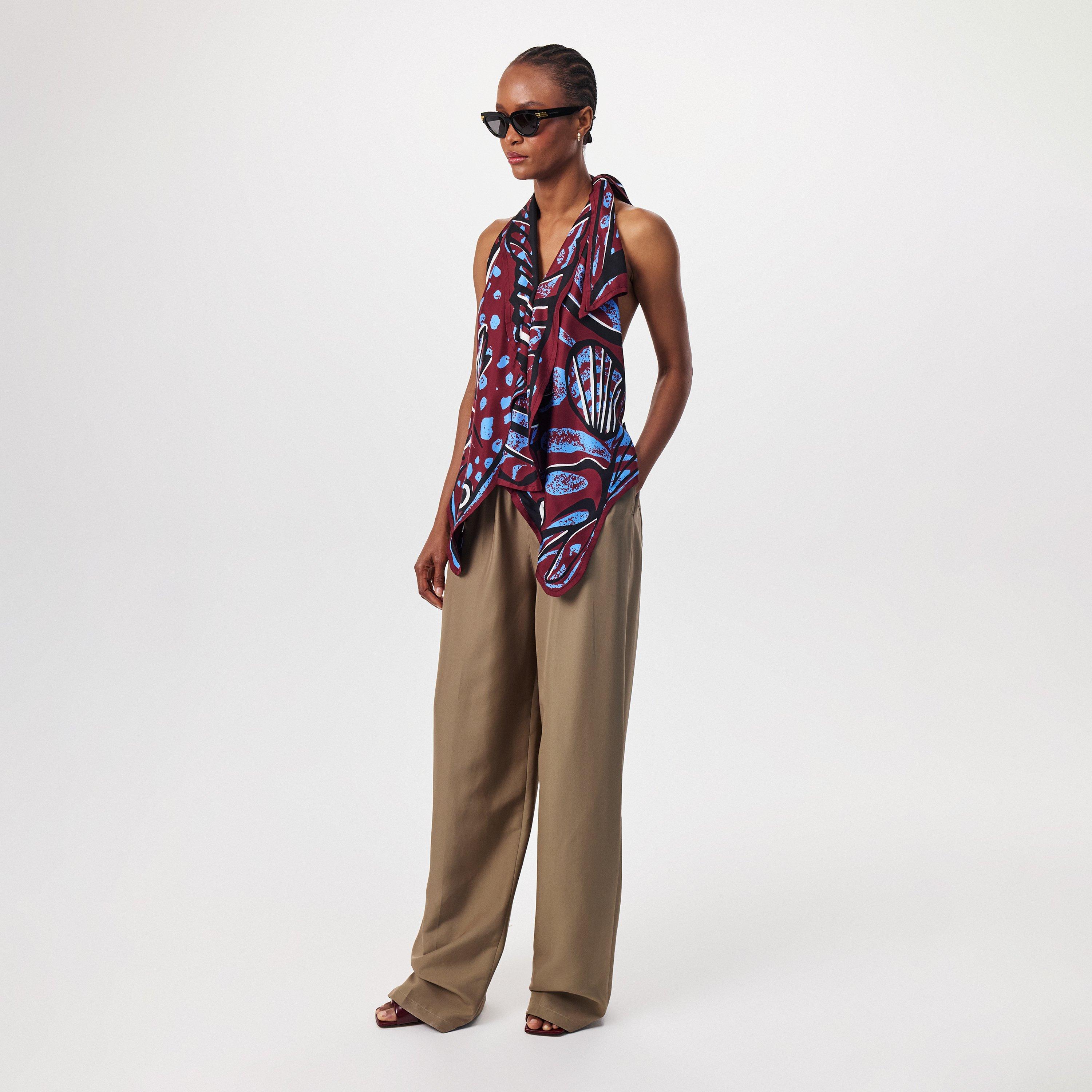 Cherry - Bottega Veneta - Women's Fish Silk Twill Cut Out Top - 6