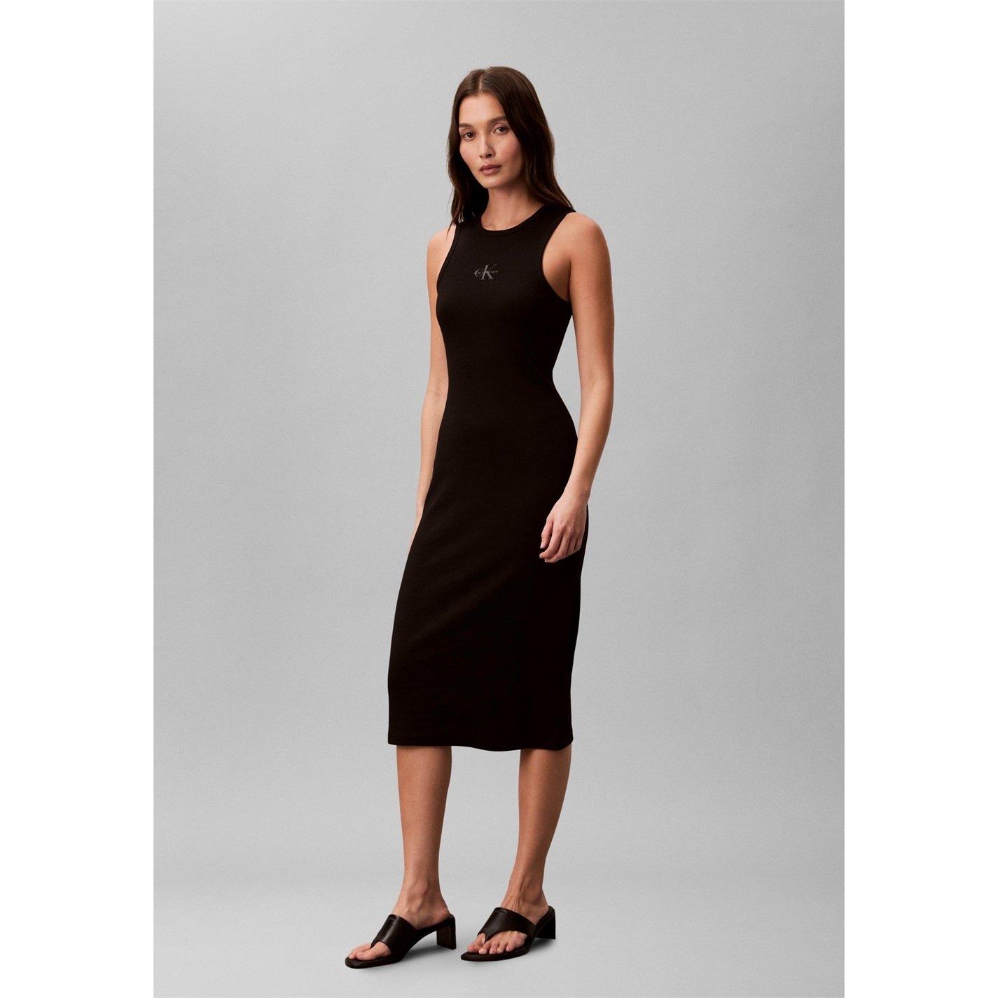 Calvin Klein Jeans Women's Midi Bodycon Dress - Black - 10 (S)