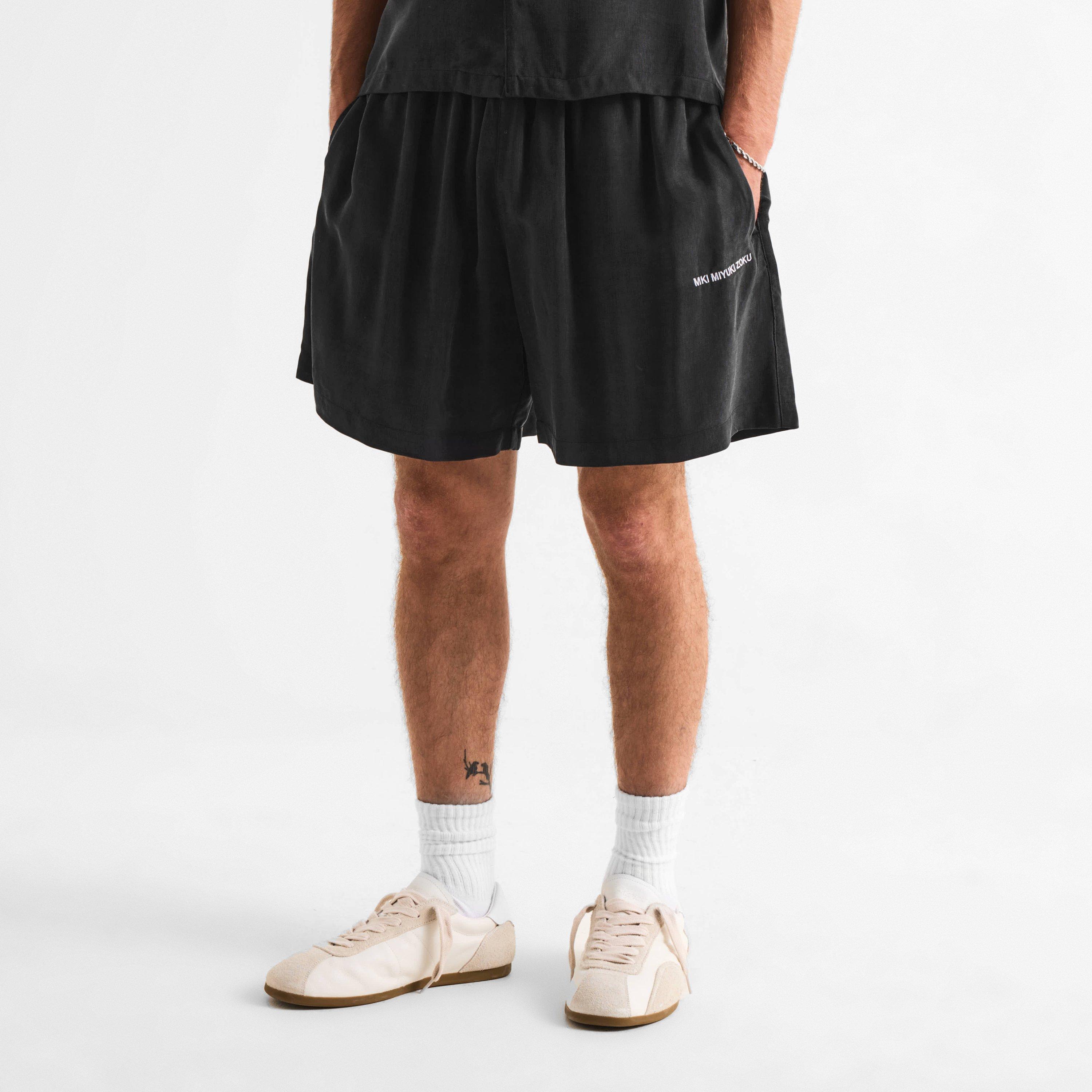 Black - MKI MIYUKI ZOKU - Men's Cupro Woven Tracksuit Shorts - 3