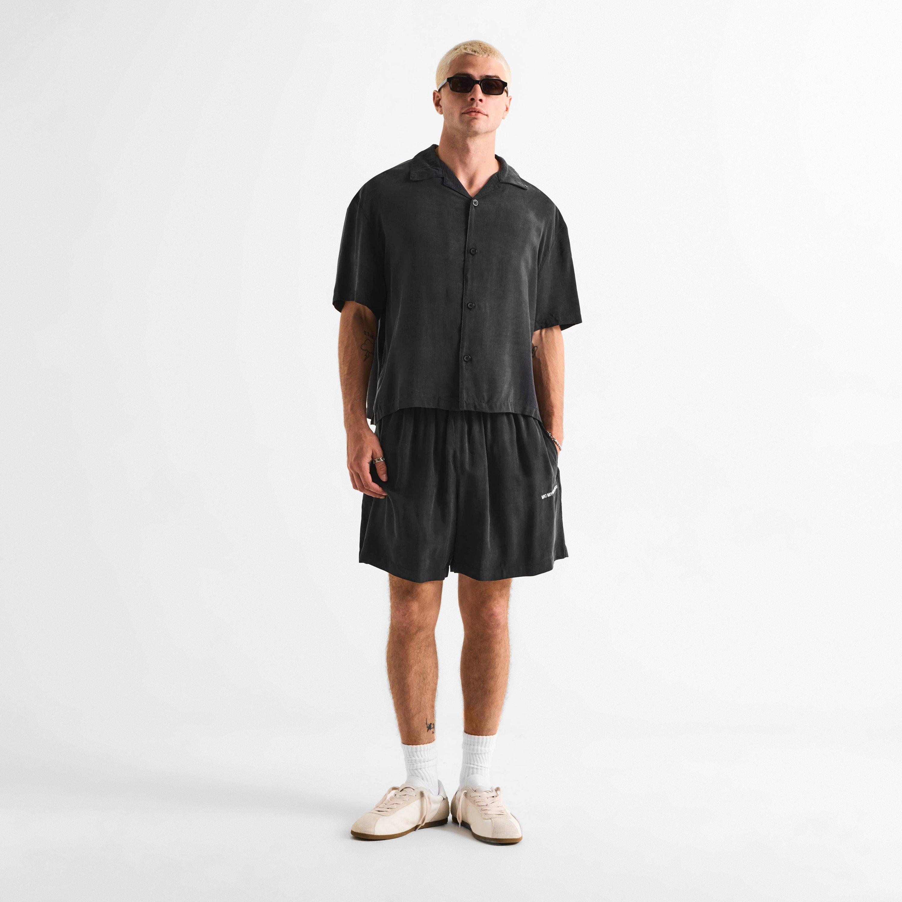 Black - MKI MIYUKI ZOKU - Men's Cupro Woven Tracksuit Shorts - 6