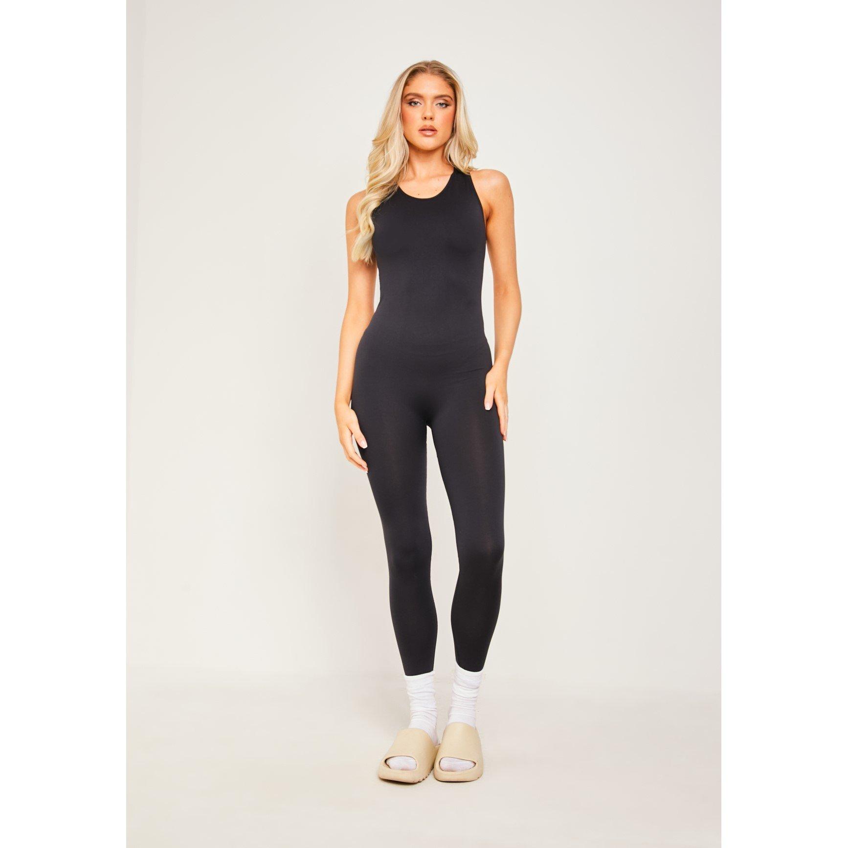 Black - Missy Empire - Racer Back Cut Out Seamless Jumpsuit