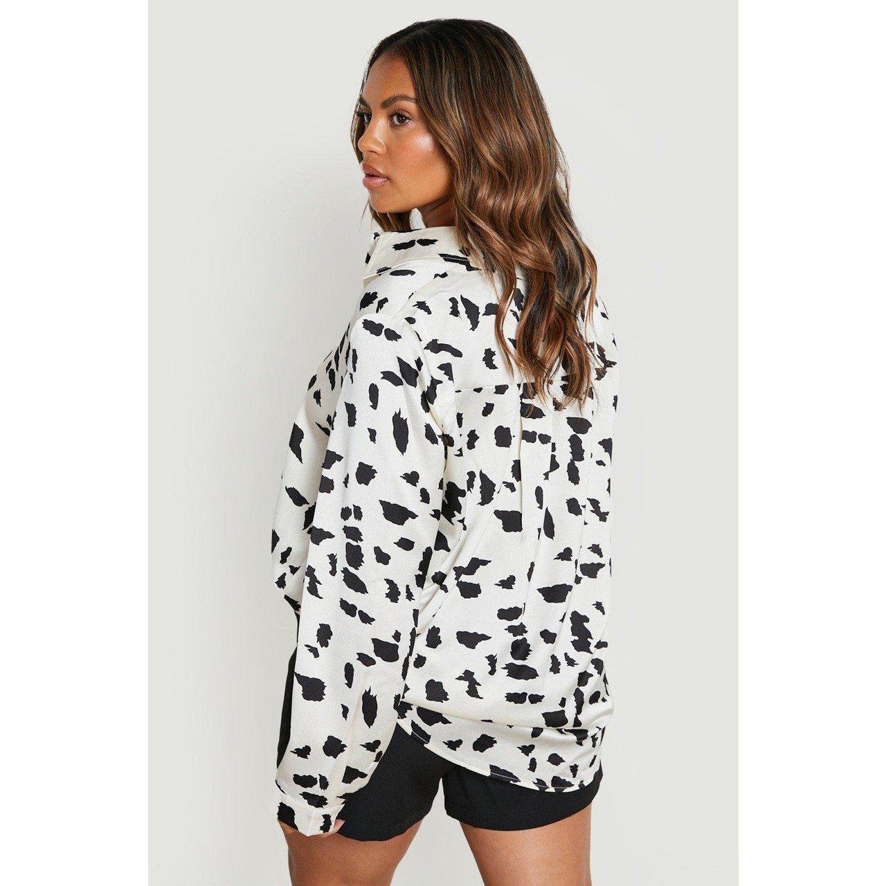 Cream - Influence - Long-Sleeve Satin Patterned Shirt - 2