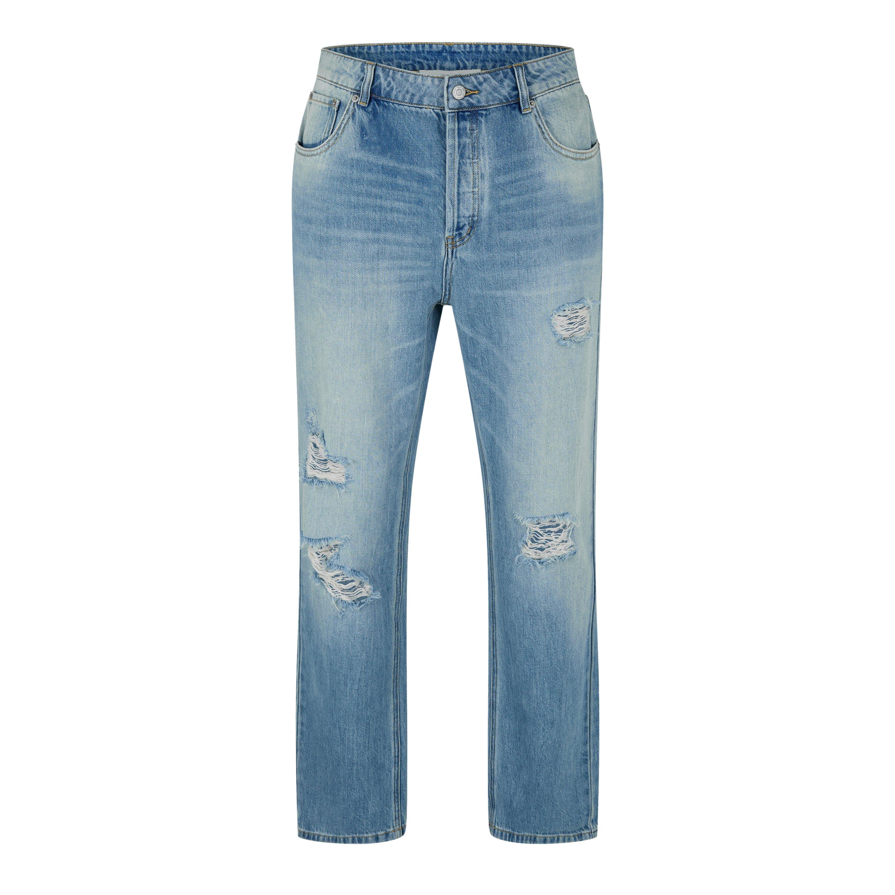 Blue - Cole Buxton - Men's Relaxed Fit Wide Leg Jeans - 1