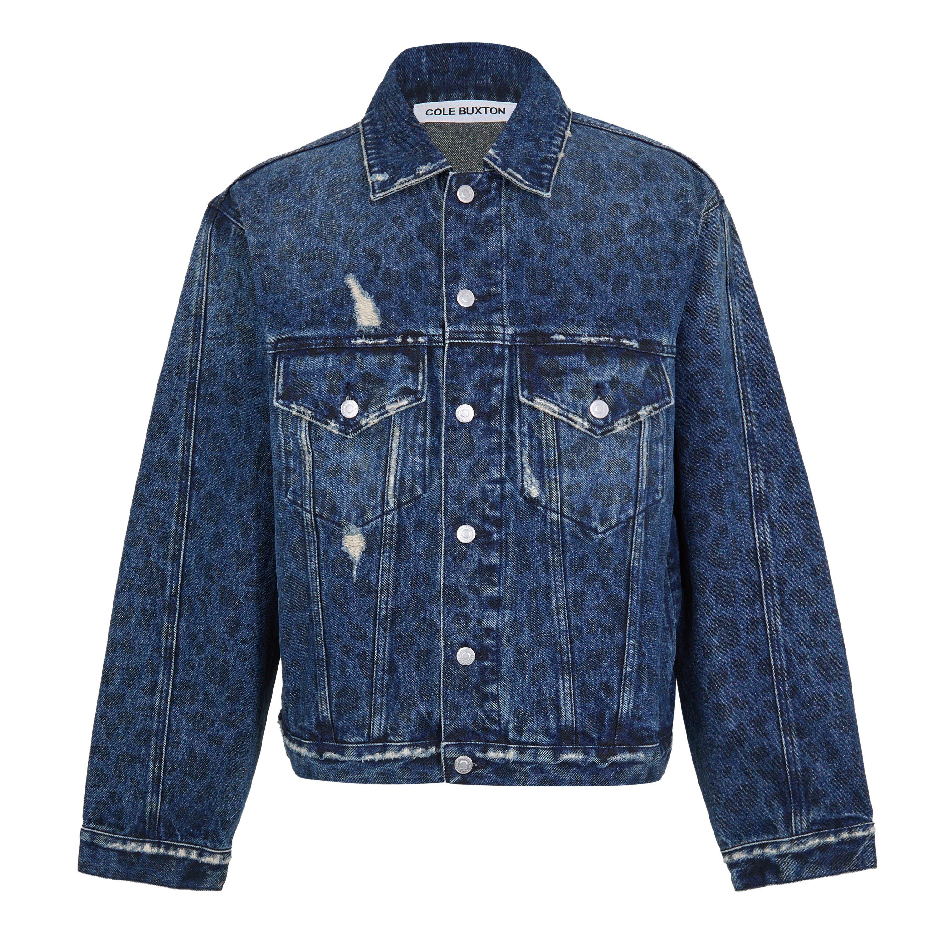 Blue - Cole Buxton - Men's Junior Print Denim Jacket - 1