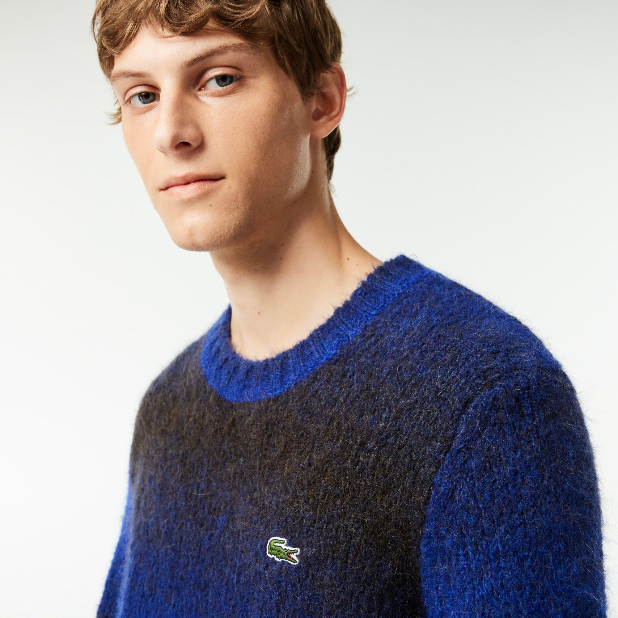 Sort/Kobolt - Lacoste - Men's Ombre Effect Wool Crew Neck Jumper - 2