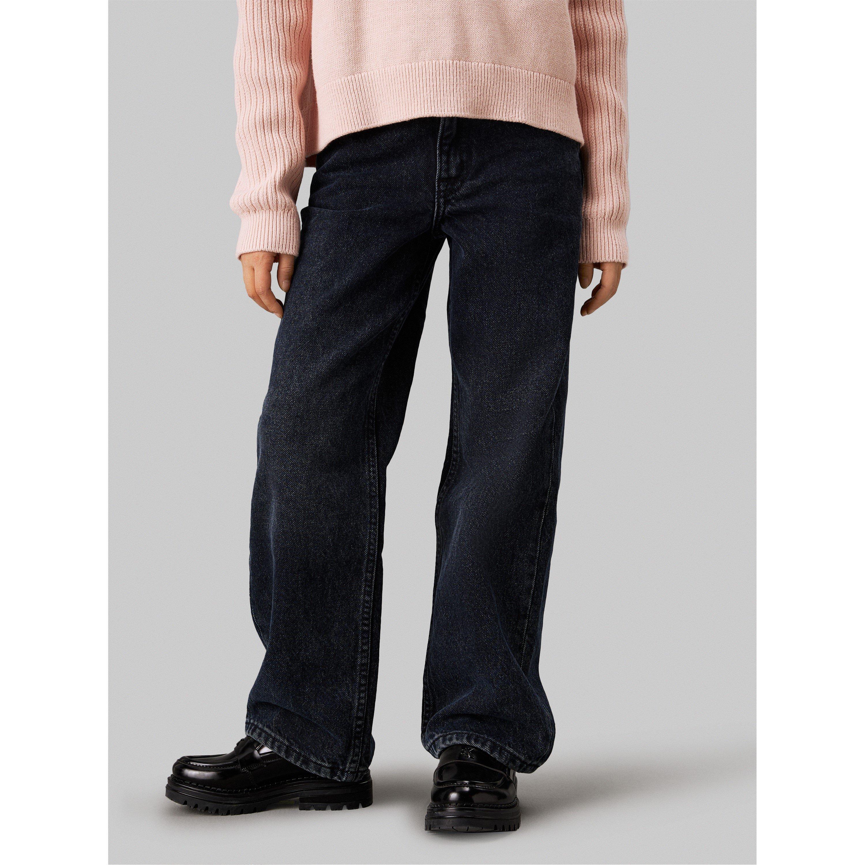 Calvin Klein Jeans Girls Kids' Wide Leg Jeans - Blue Black 1Bj - 8Y