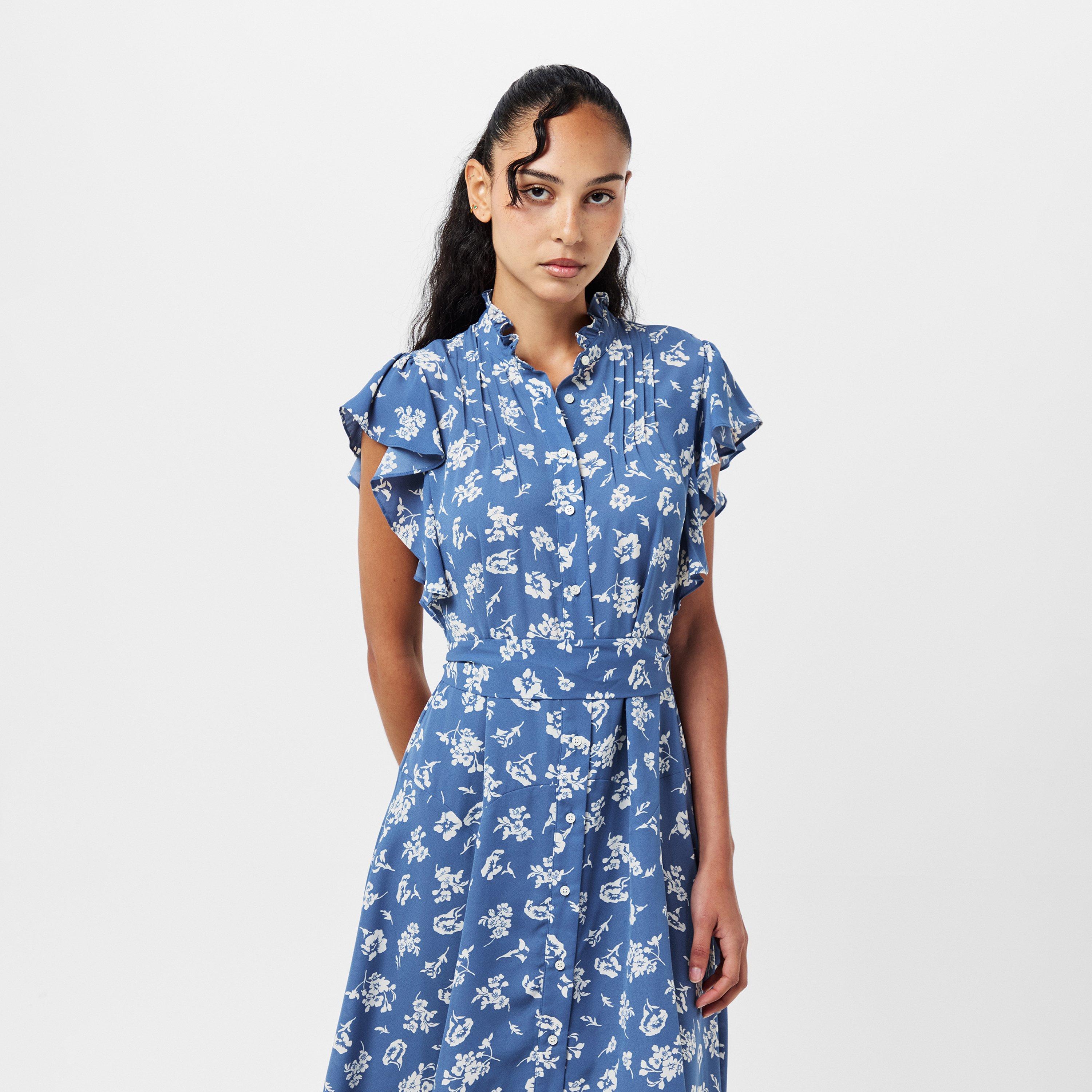 Blue/White - Lauren by Ralph Lauren - Floral Belted Dress - 3