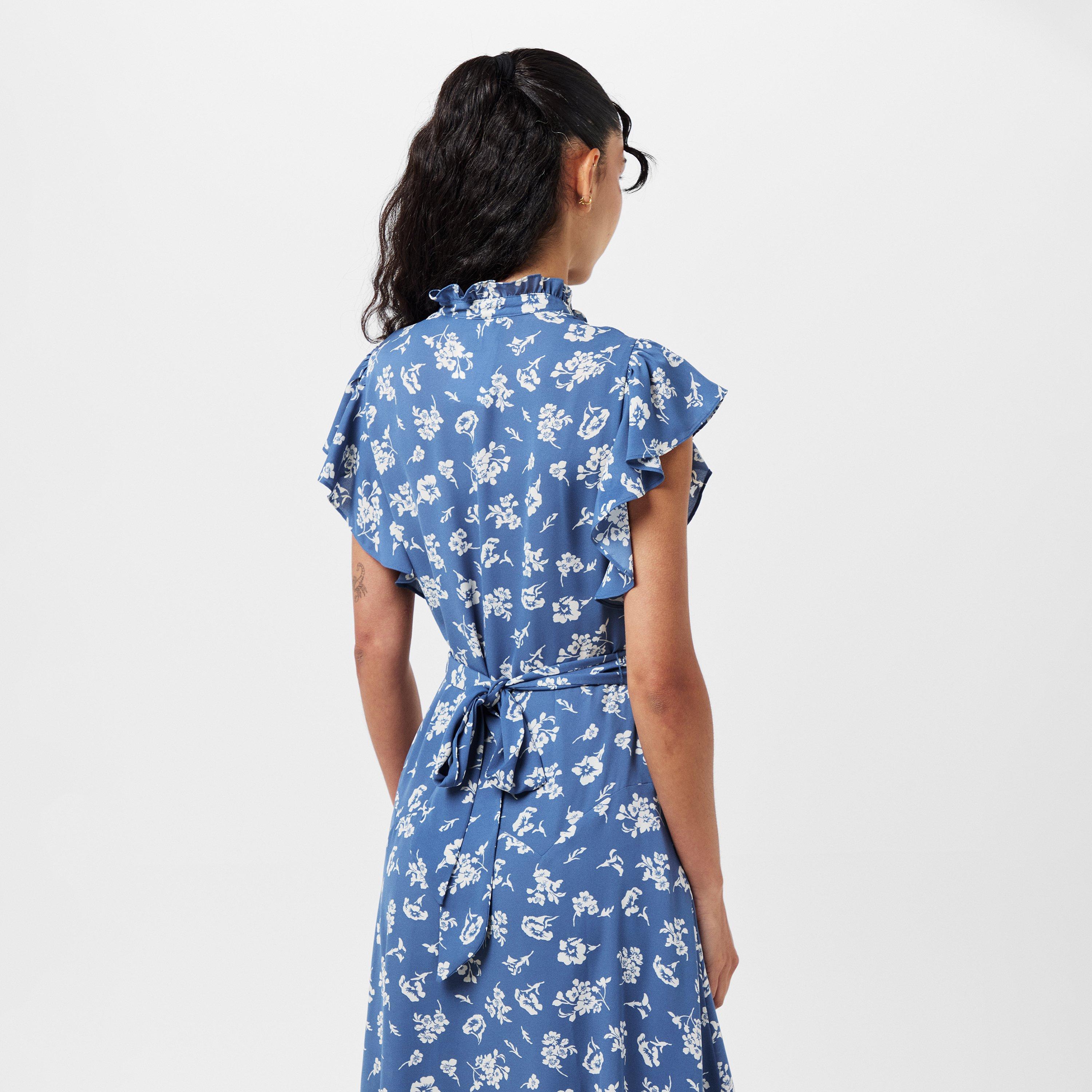 Blue/White - Lauren by Ralph Lauren - Floral Belted Dress - 4