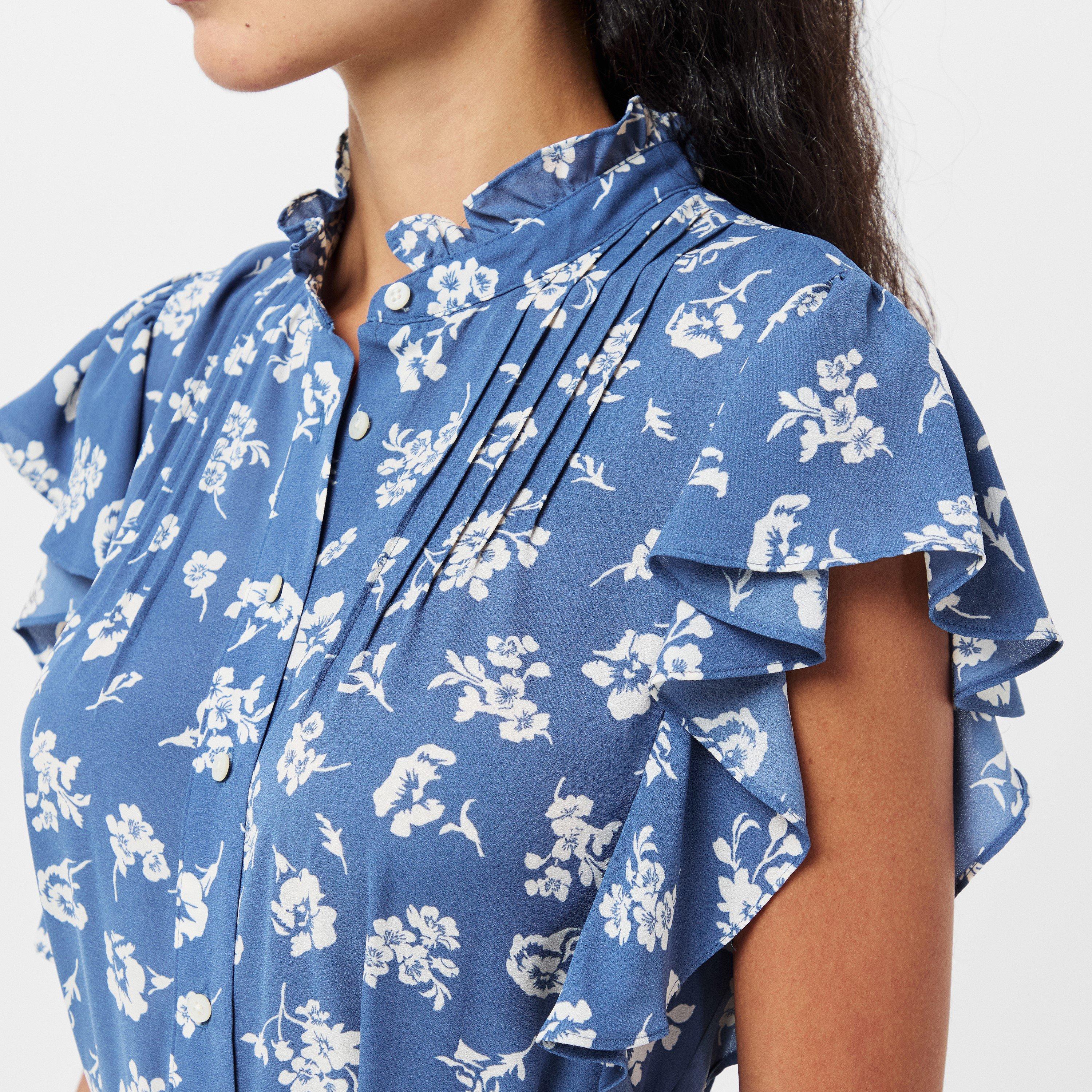 Blue/White - Lauren by Ralph Lauren - Floral Belted Dress - 5