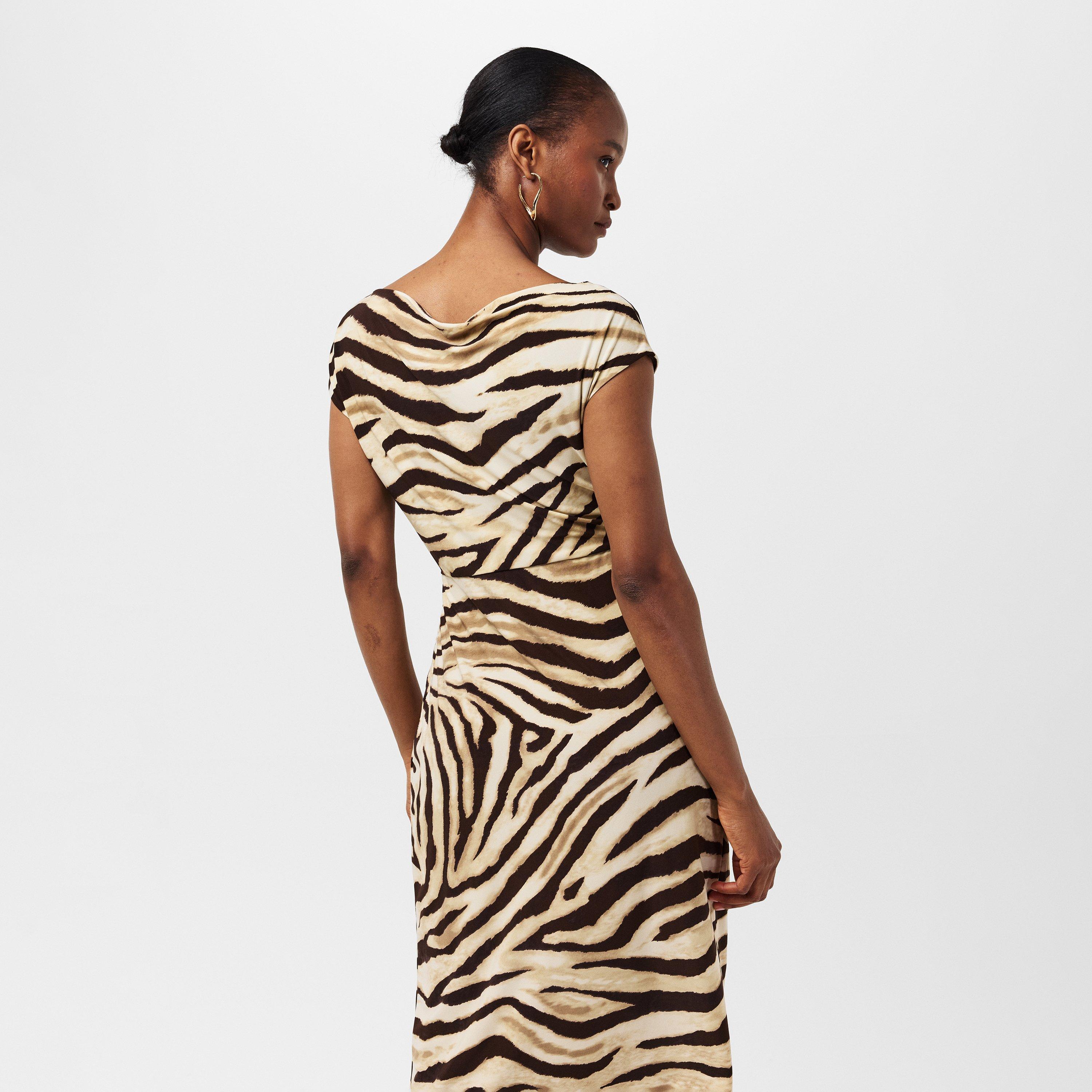 Cream/Brown - Lauren by Ralph Lauren - Women's Real Leather Hullen A-Line Dress - 4