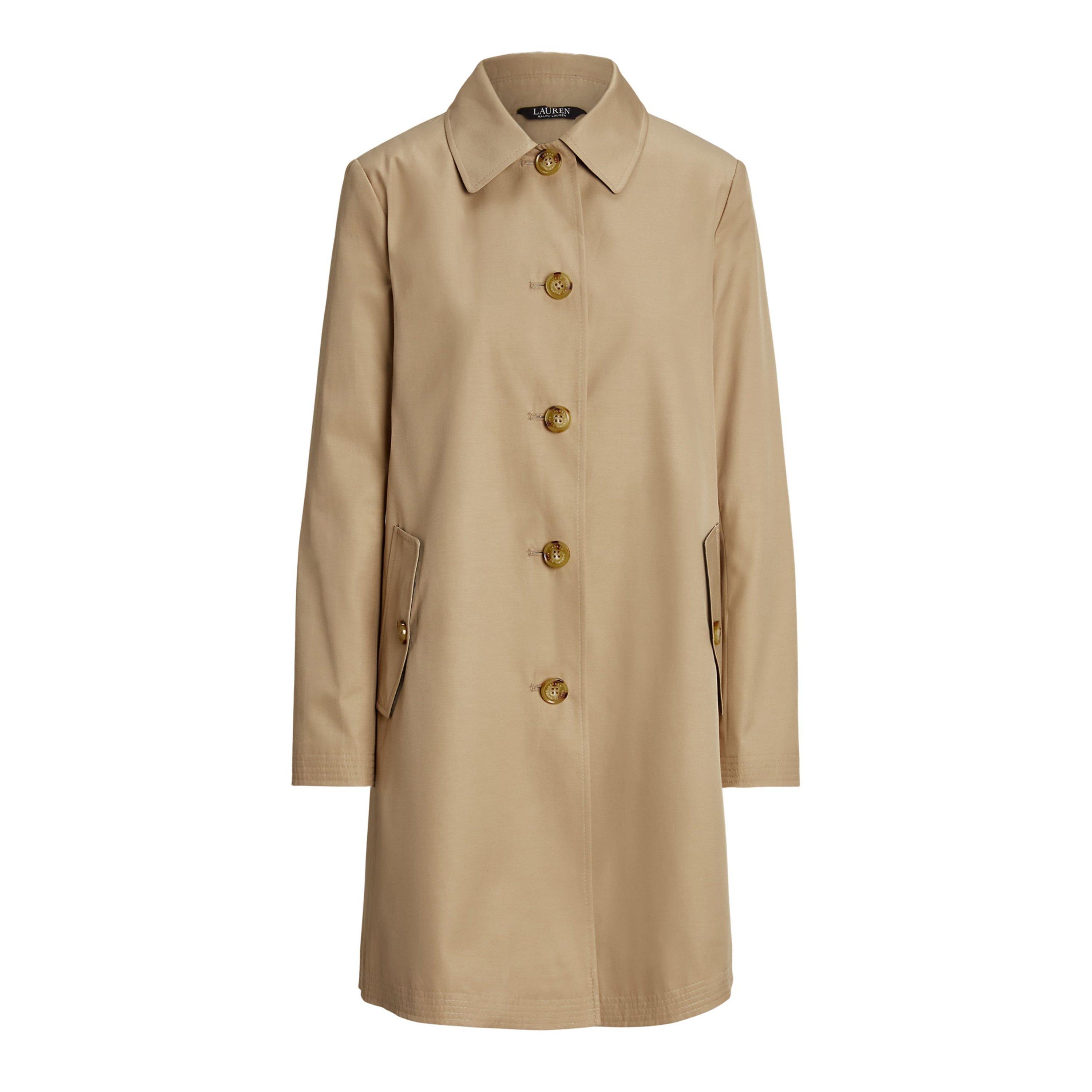Birch Tan - Lauren by Ralph Lauren - Women's Genuine Leather Structured Trench Coat - 1