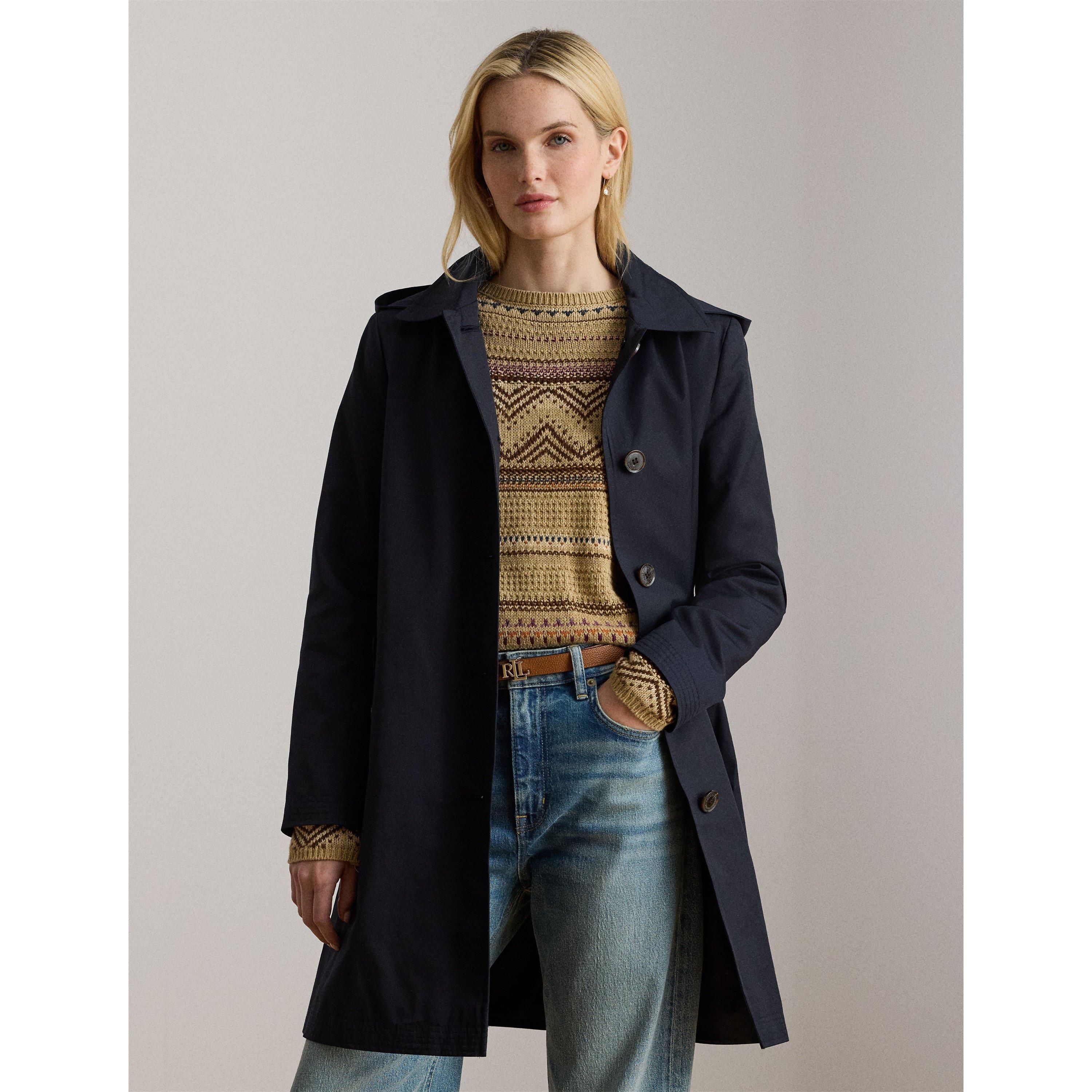 DK Navy - Lauren by Ralph Lauren - Women's Genuine Leather Structured Trench Coat - 2