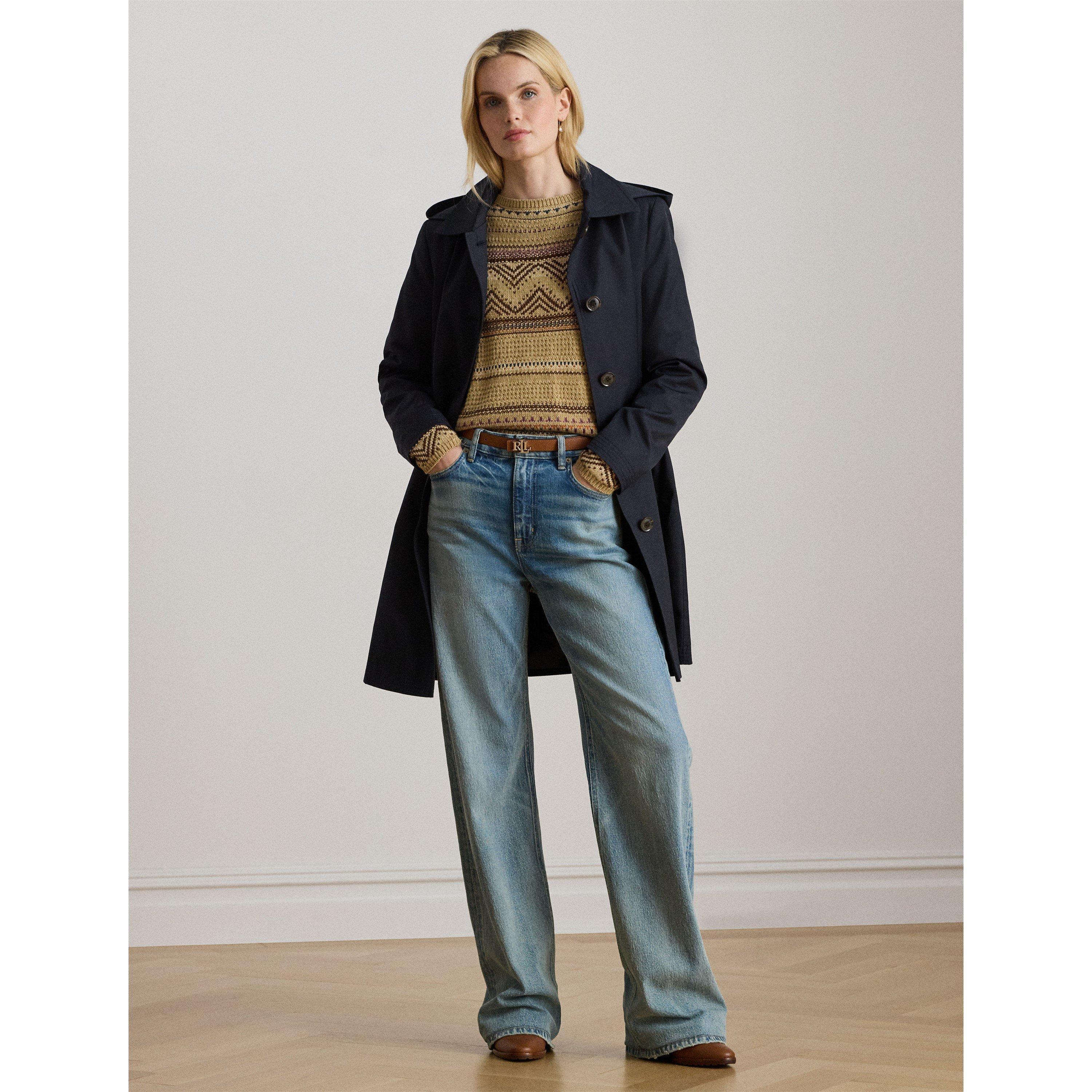 DK Navy - Lauren by Ralph Lauren - Women's Genuine Leather Structured Trench Coat - 5