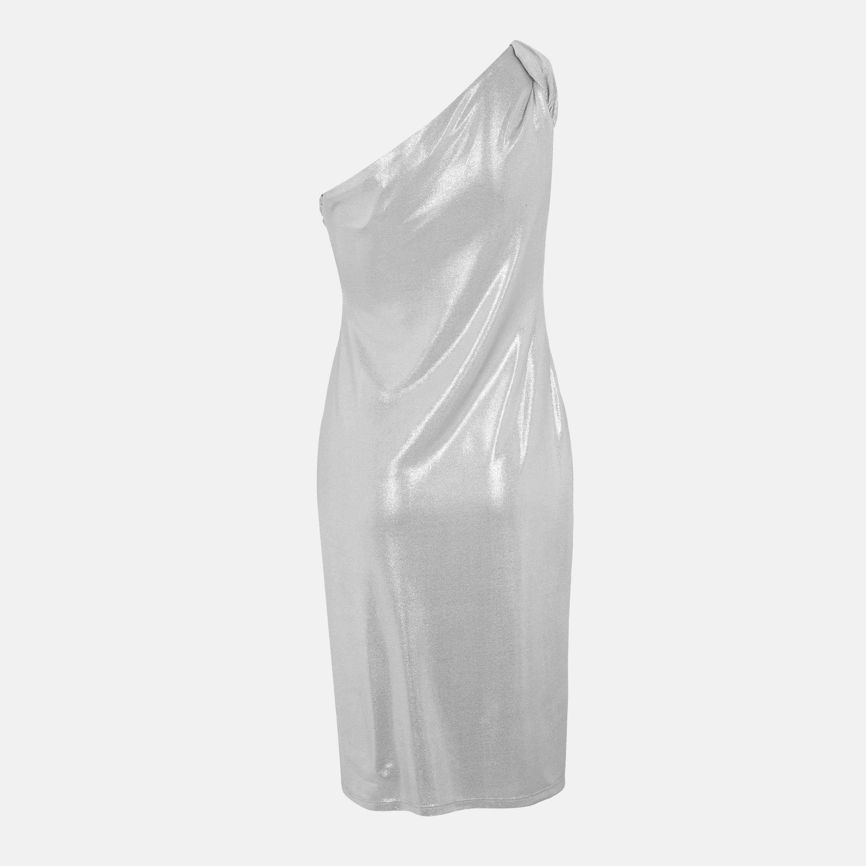Silver Foil - Lauren by Ralph Lauren - Women's Real Leather Arethusa Bodycon Dress - 2
