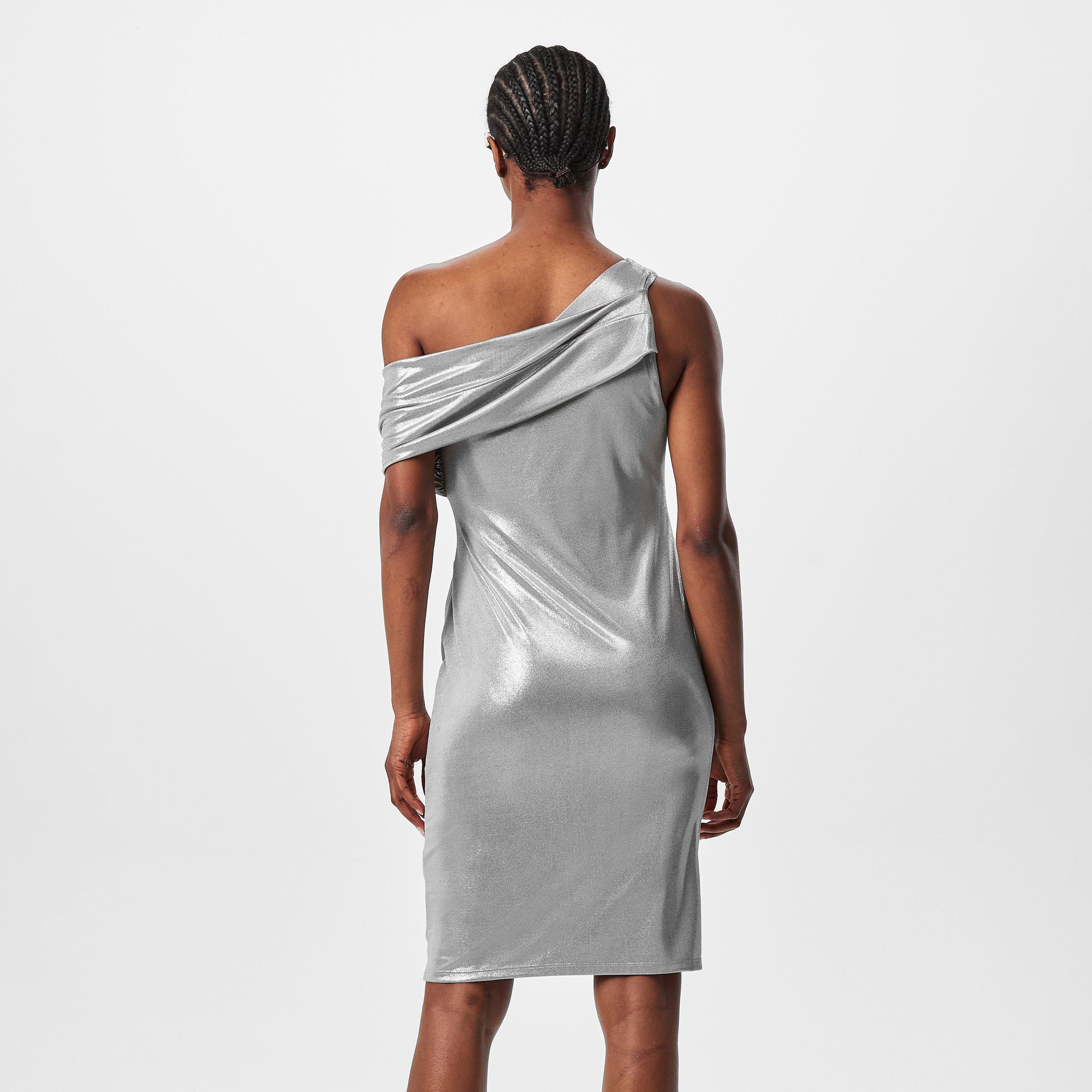 Silver Foil - Lauren by Ralph Lauren - Women's Real Leather Arethusa Bodycon Dress - 4