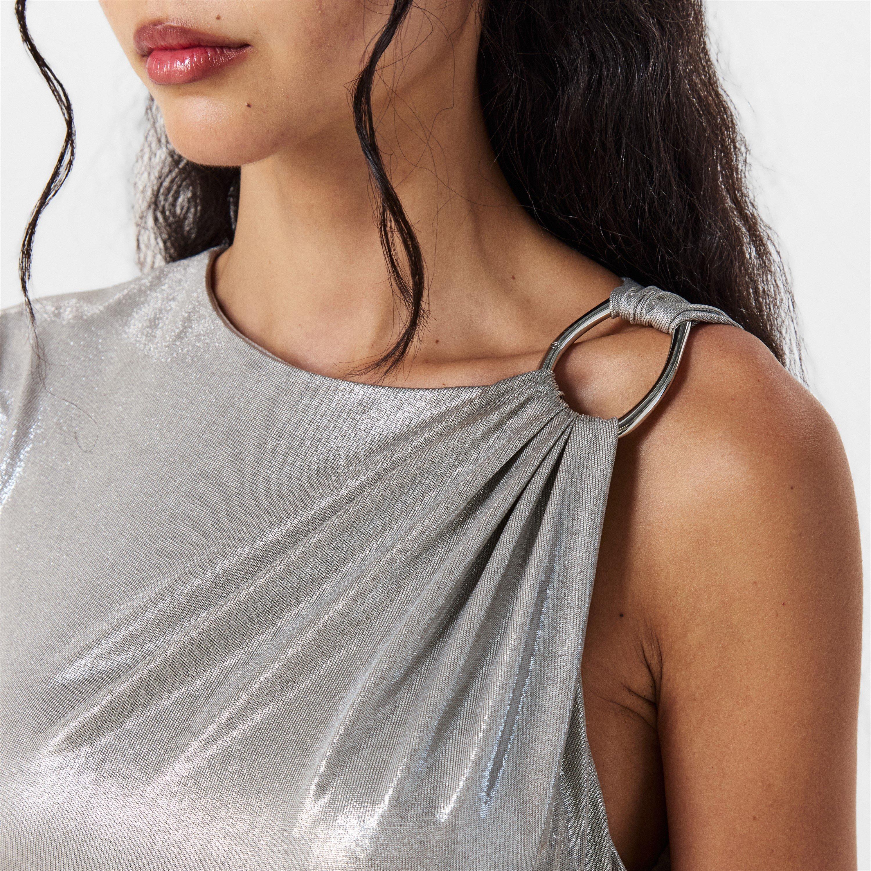 Silver Foil - Lauren by Ralph Lauren - Women's Real Leather Keilly Ball Gown - 5