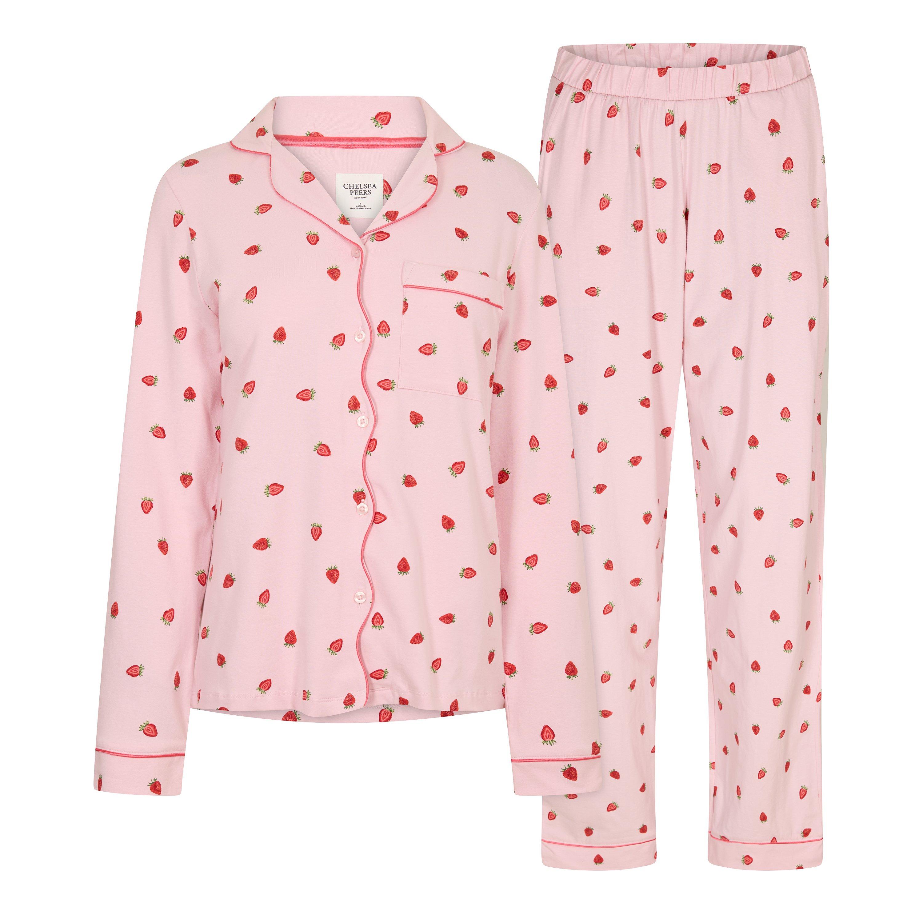 Chelsea Peers Women's Modal Long Sleeve Pyjama Sets - Strawberries - 12 (M)