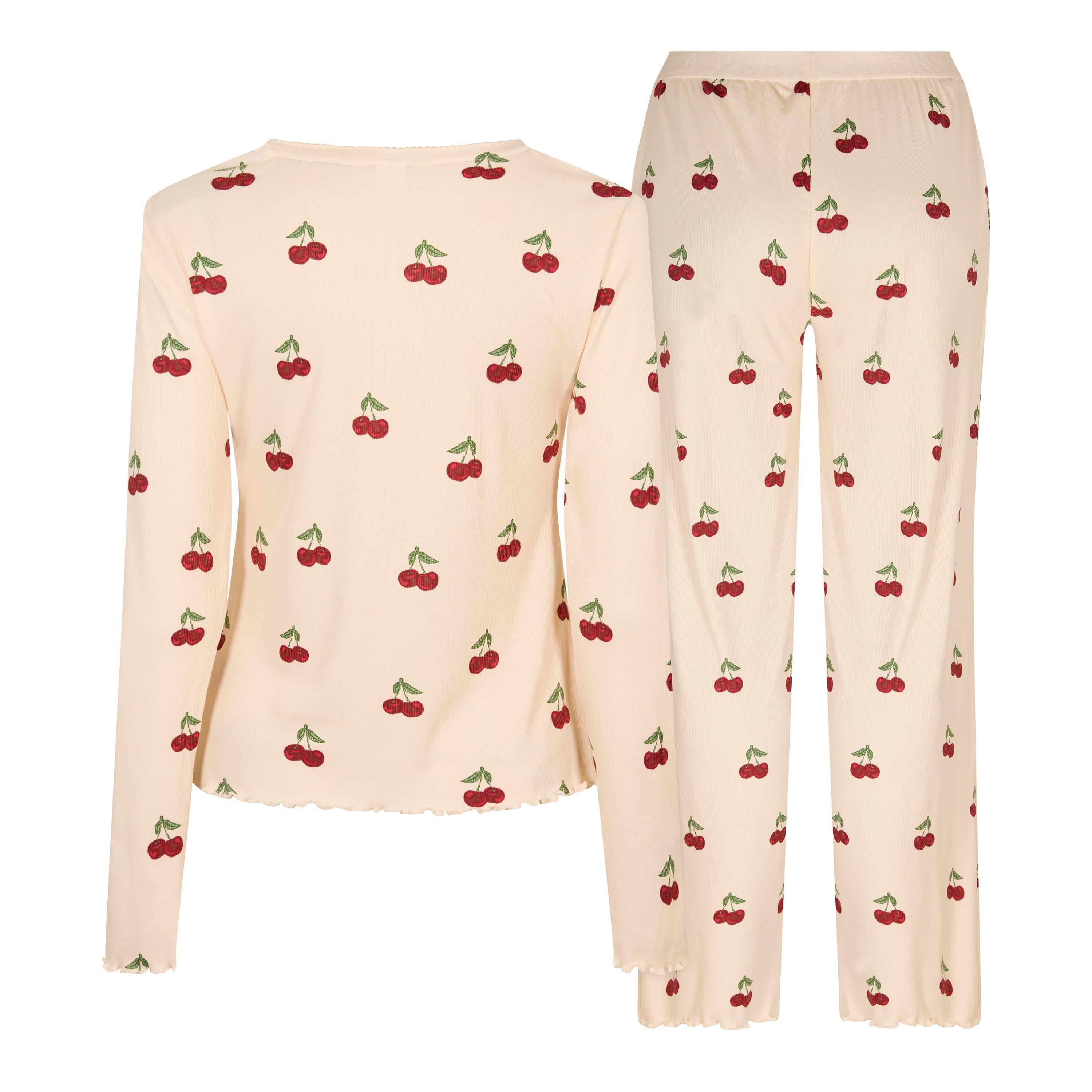 Cherry Stripes - Chelsea Peers - Women's Ribbed Long Sleeve Pyjama Set - 2