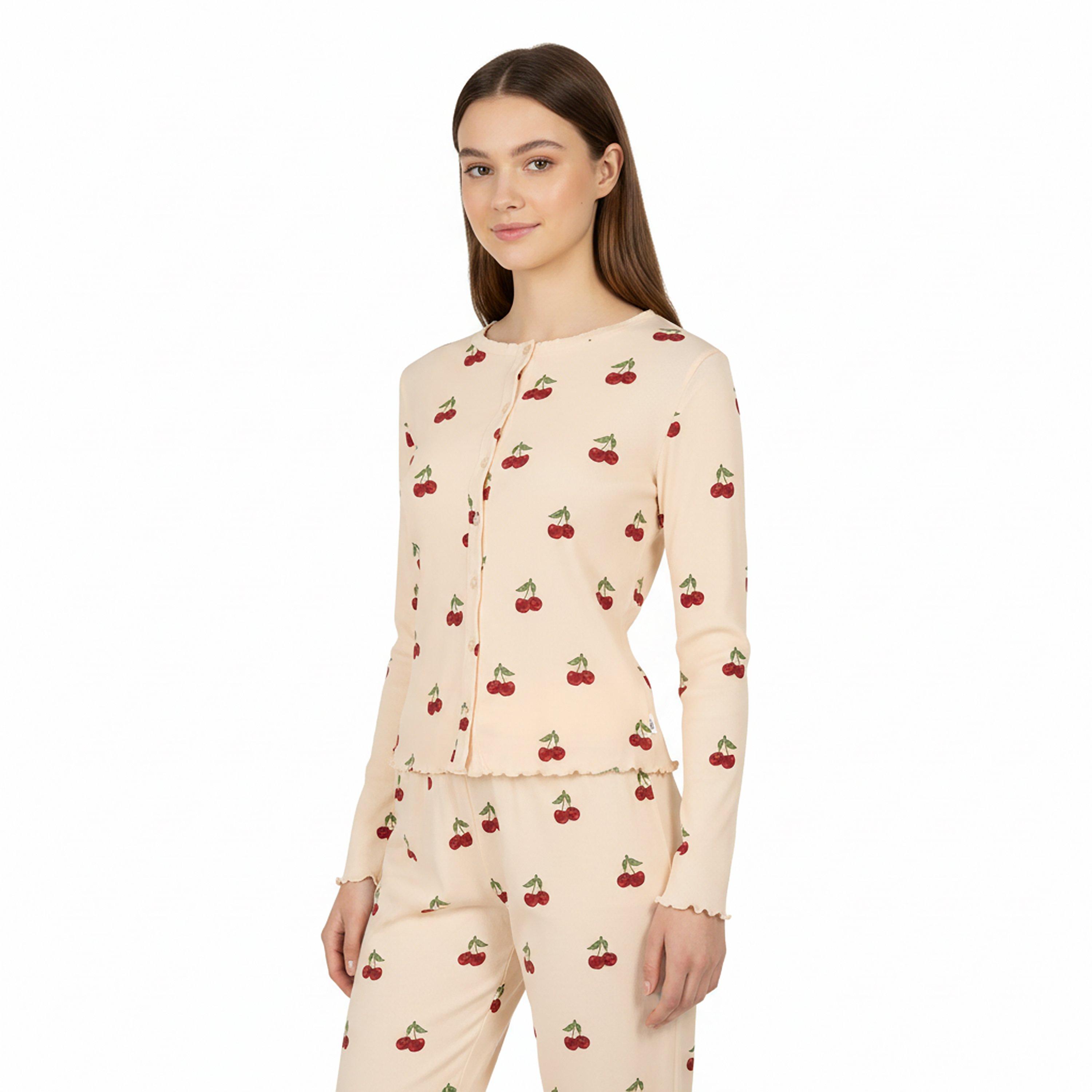 Cherry Stripes - Chelsea Peers - Women's Ribbed Long Sleeve Pyjama Set - 3