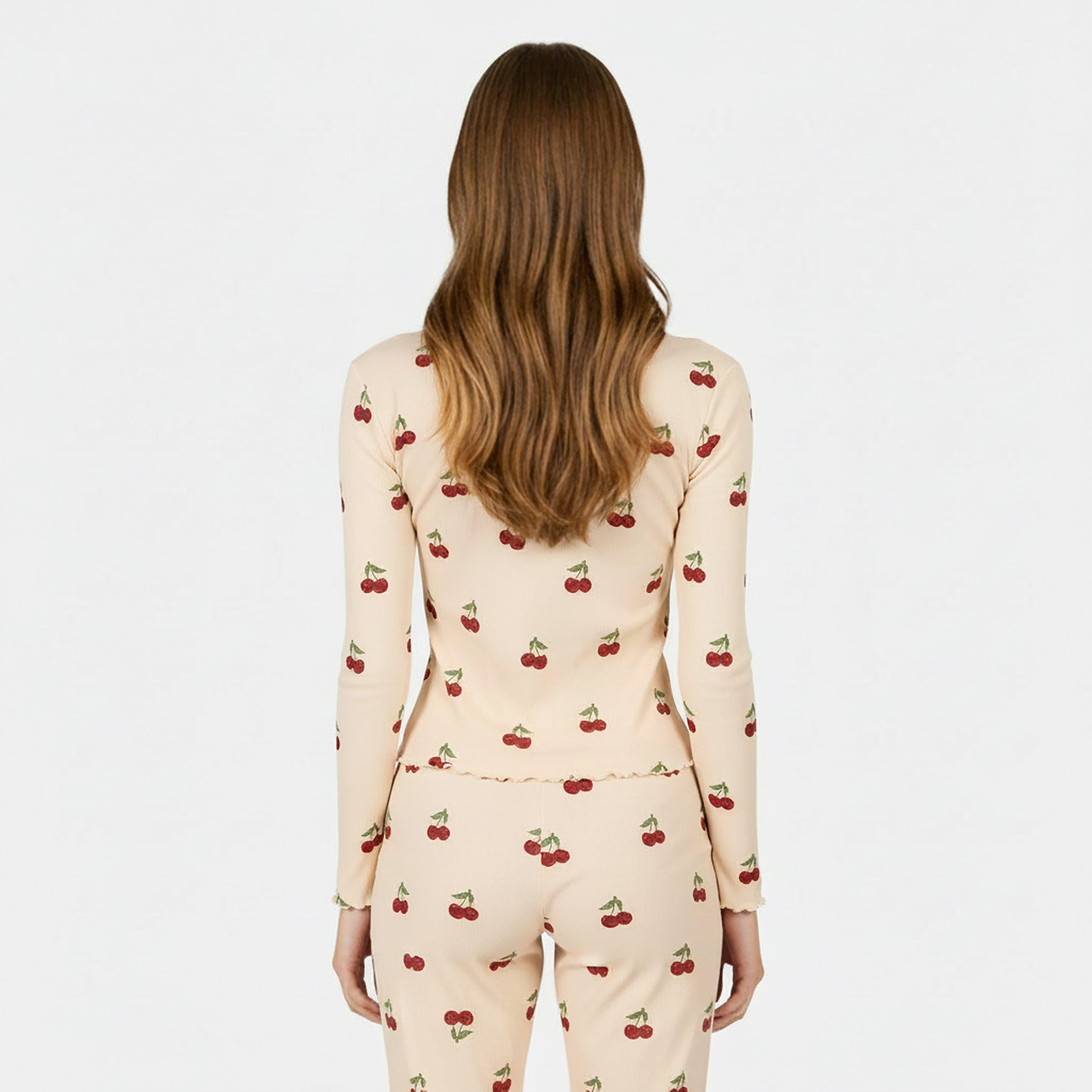 Cherry Stripes - Chelsea Peers - Women's Ribbed Long Sleeve Pyjama Set - 4